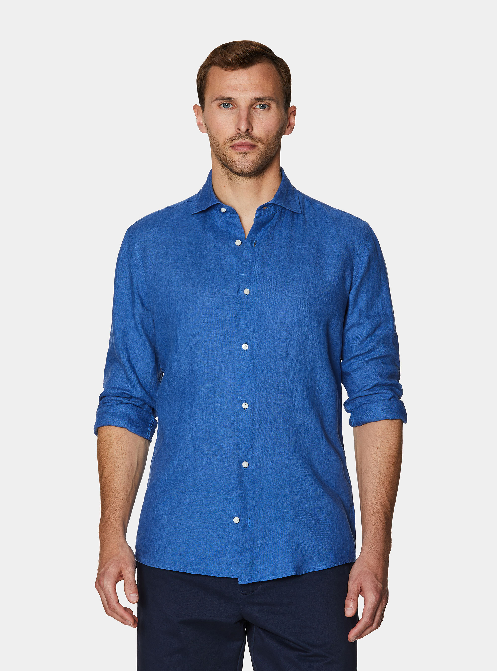Camicia in puro lino, BLU