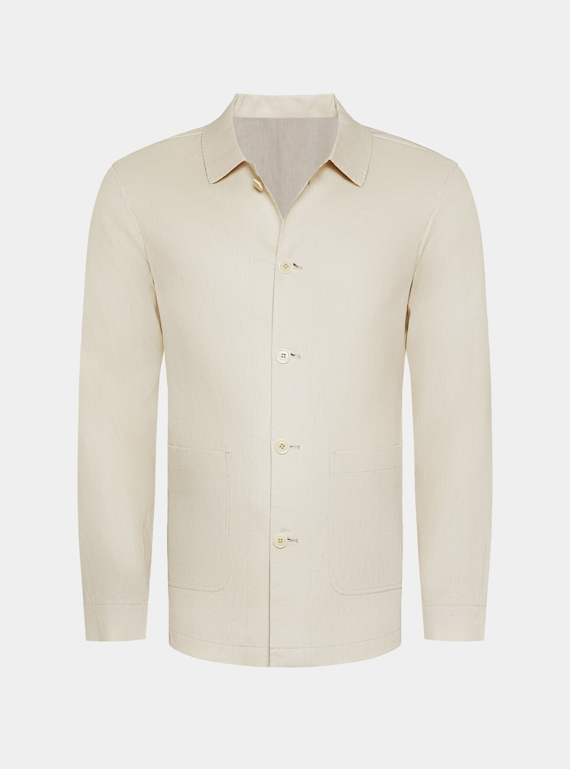 Giacca camicia in puro lino, ECRU