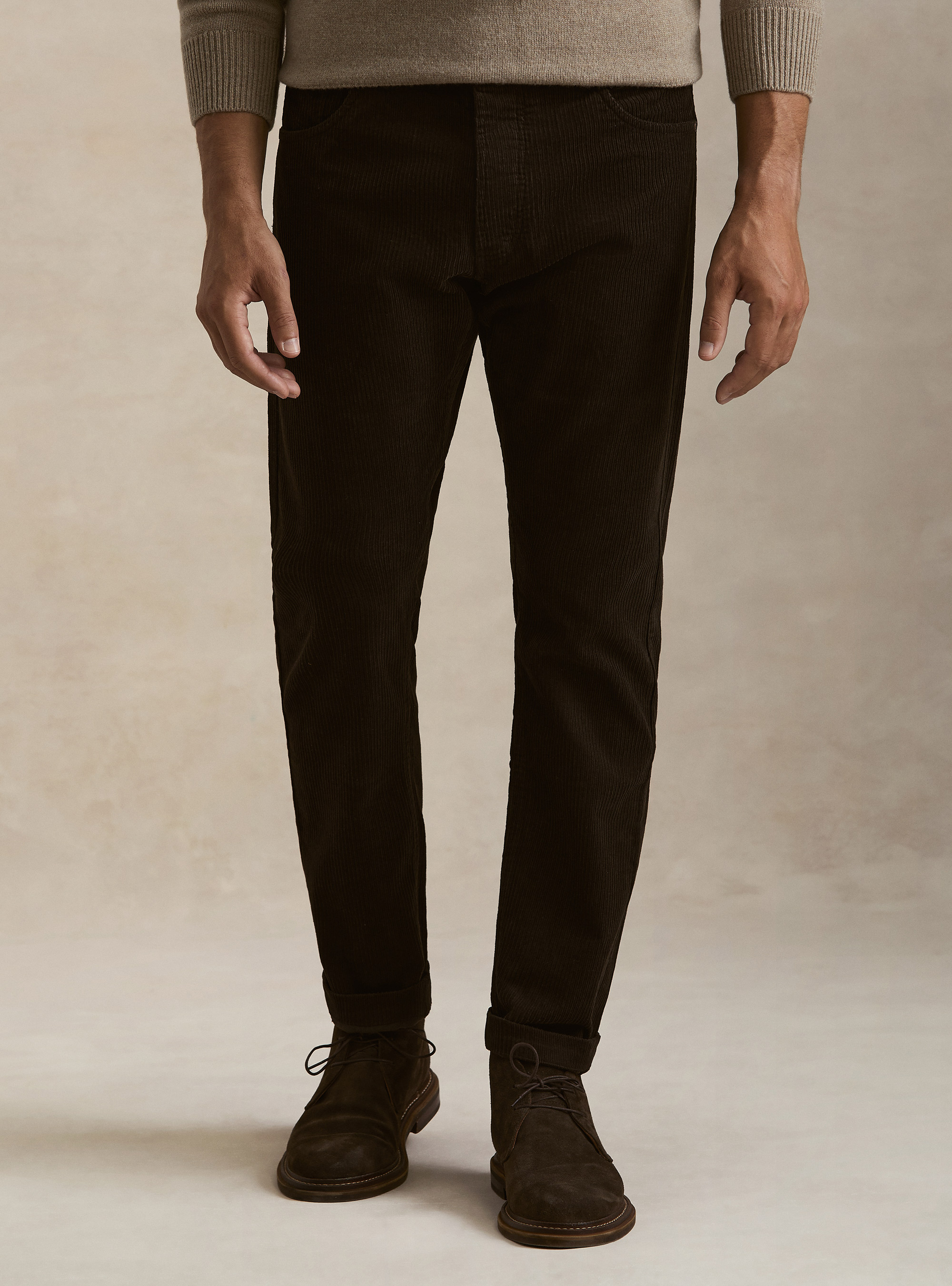 Pantalones 5 bolsillos de pana, MARRON