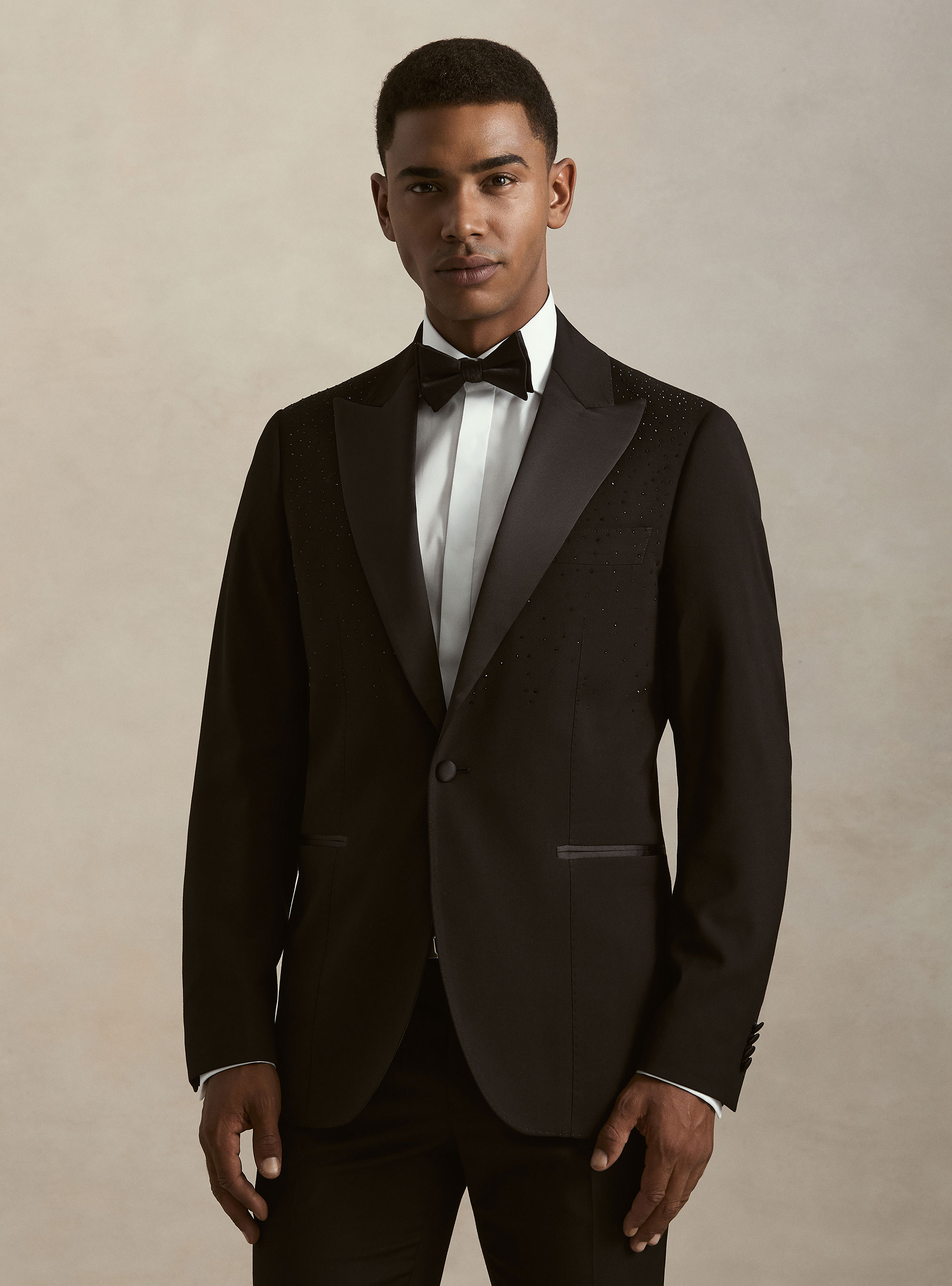 Black glitter tuxedo blazer, BLACK