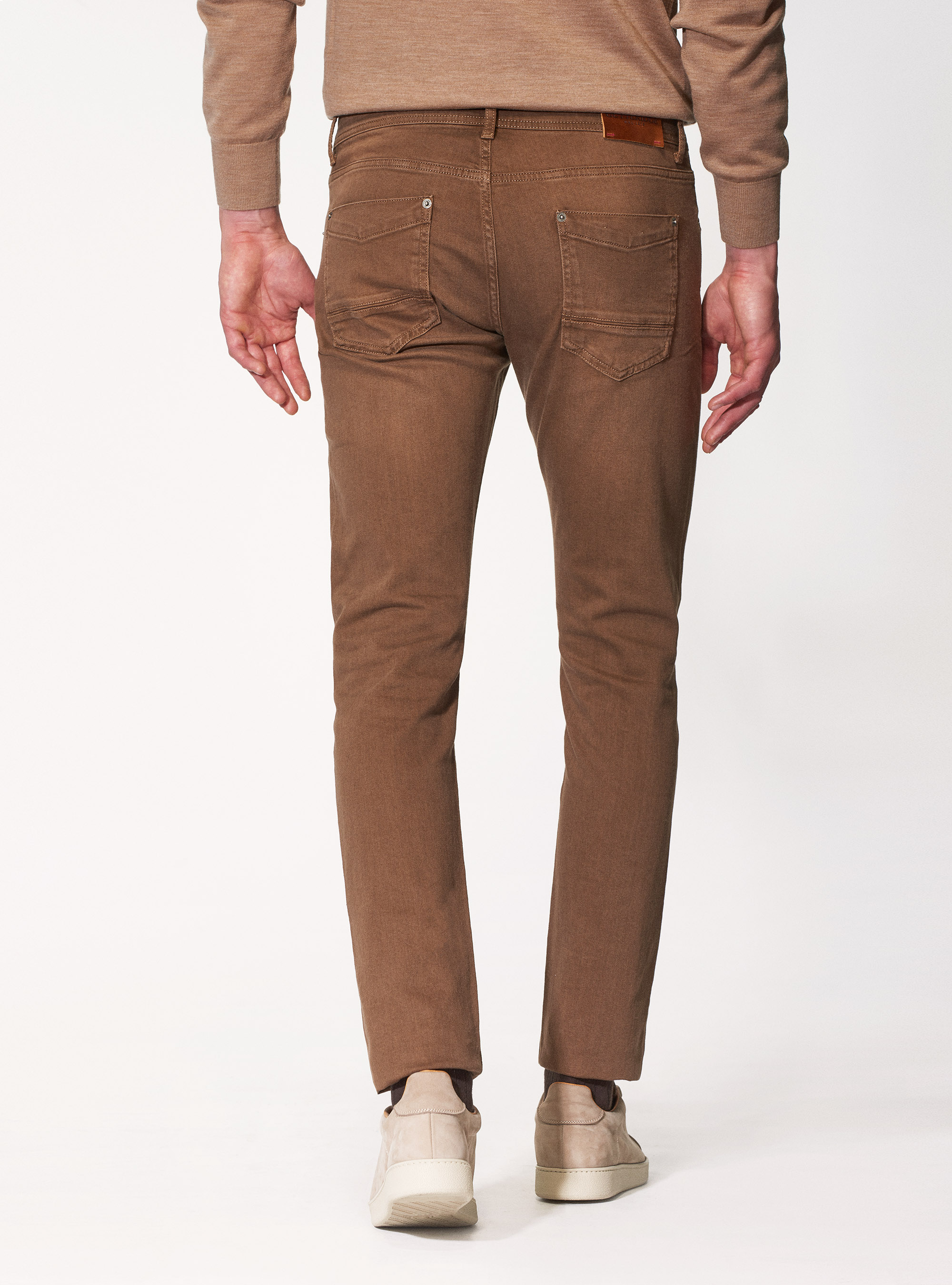 Pantaloni 5 tasche tailor fit, MARRONE