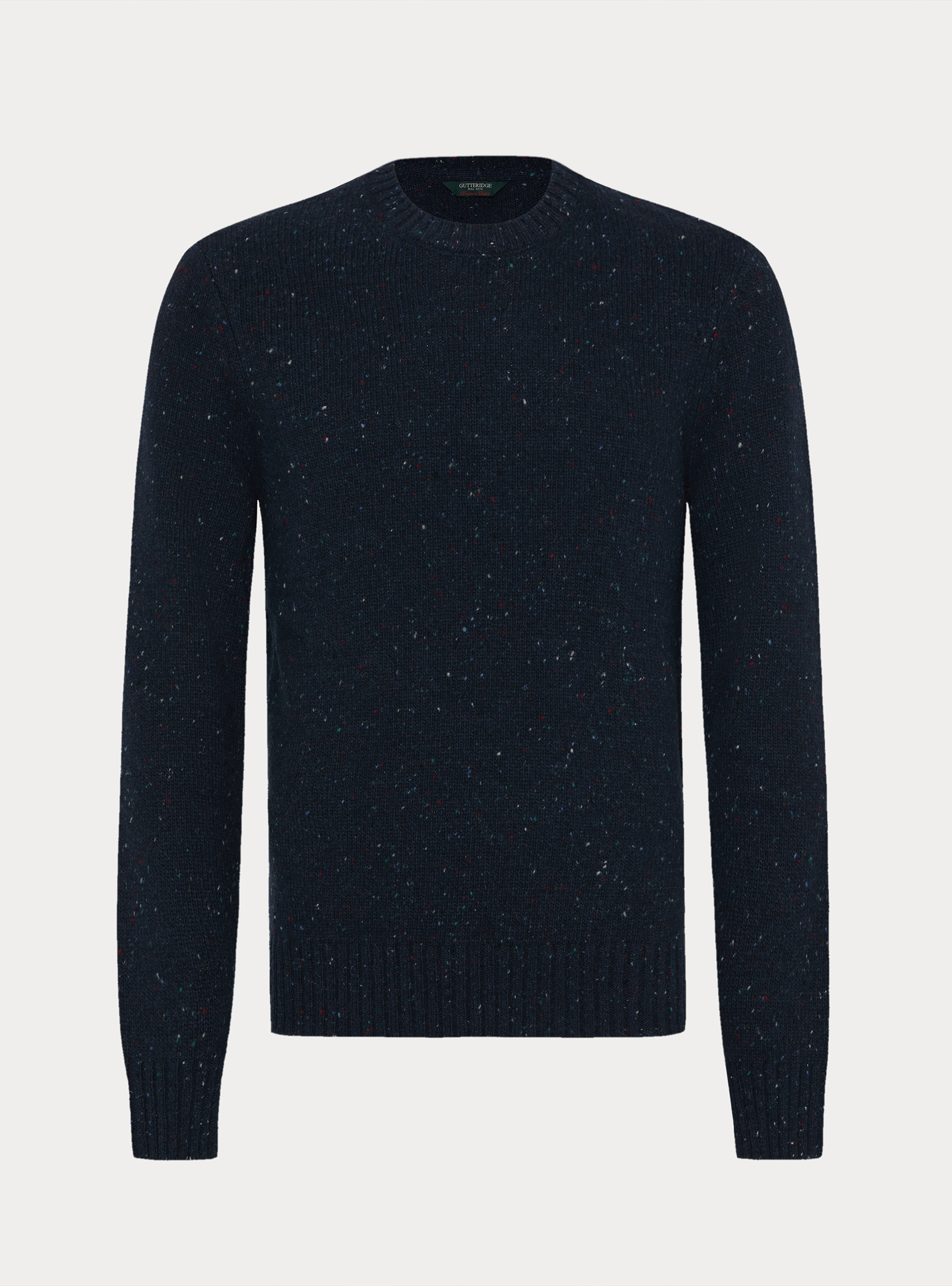 Girocollo in maglia bottonato misto lana merino, BLU NAVY
