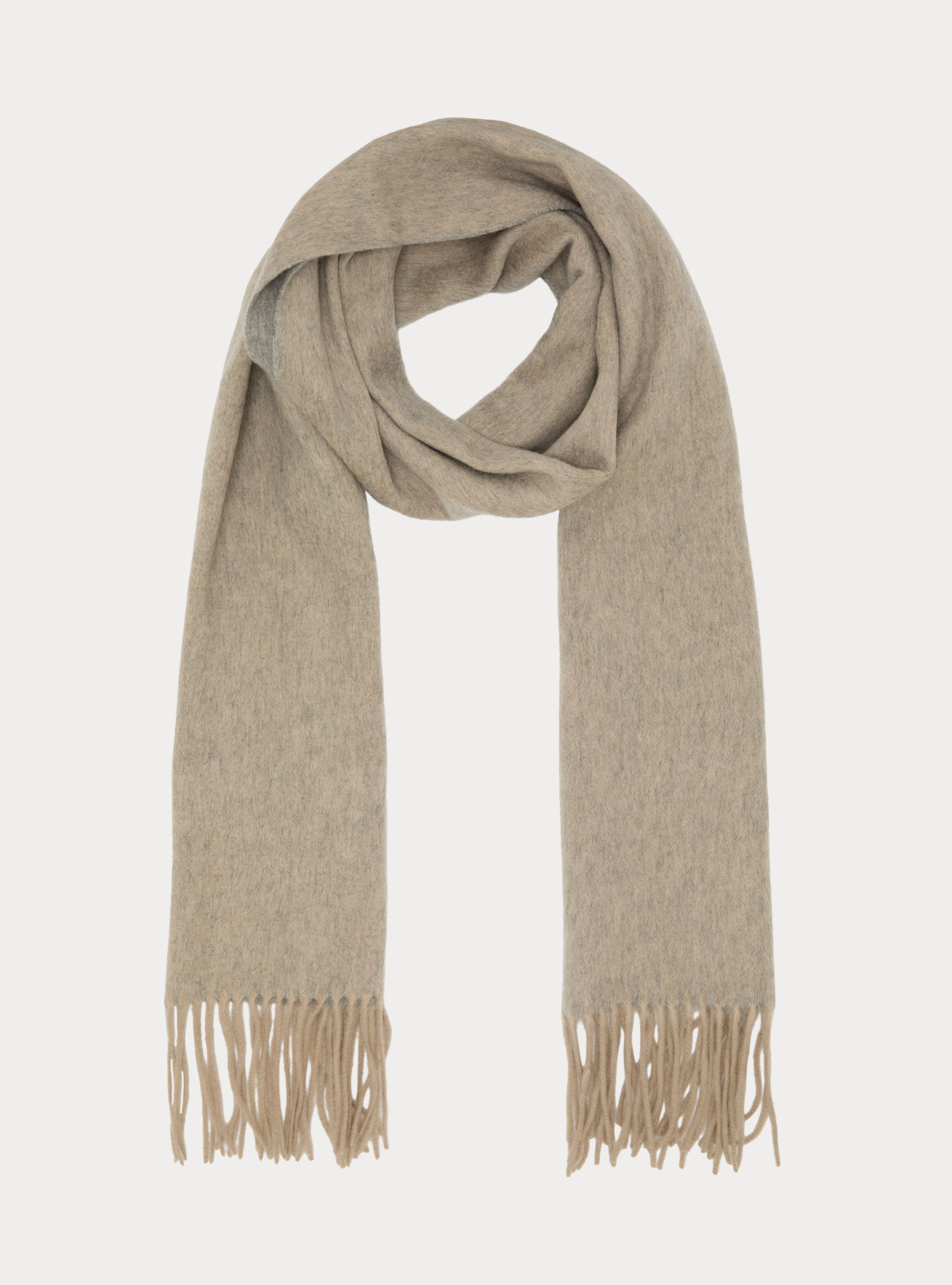 Sciarpa double face con ricamo in lana cashmere, ECRU