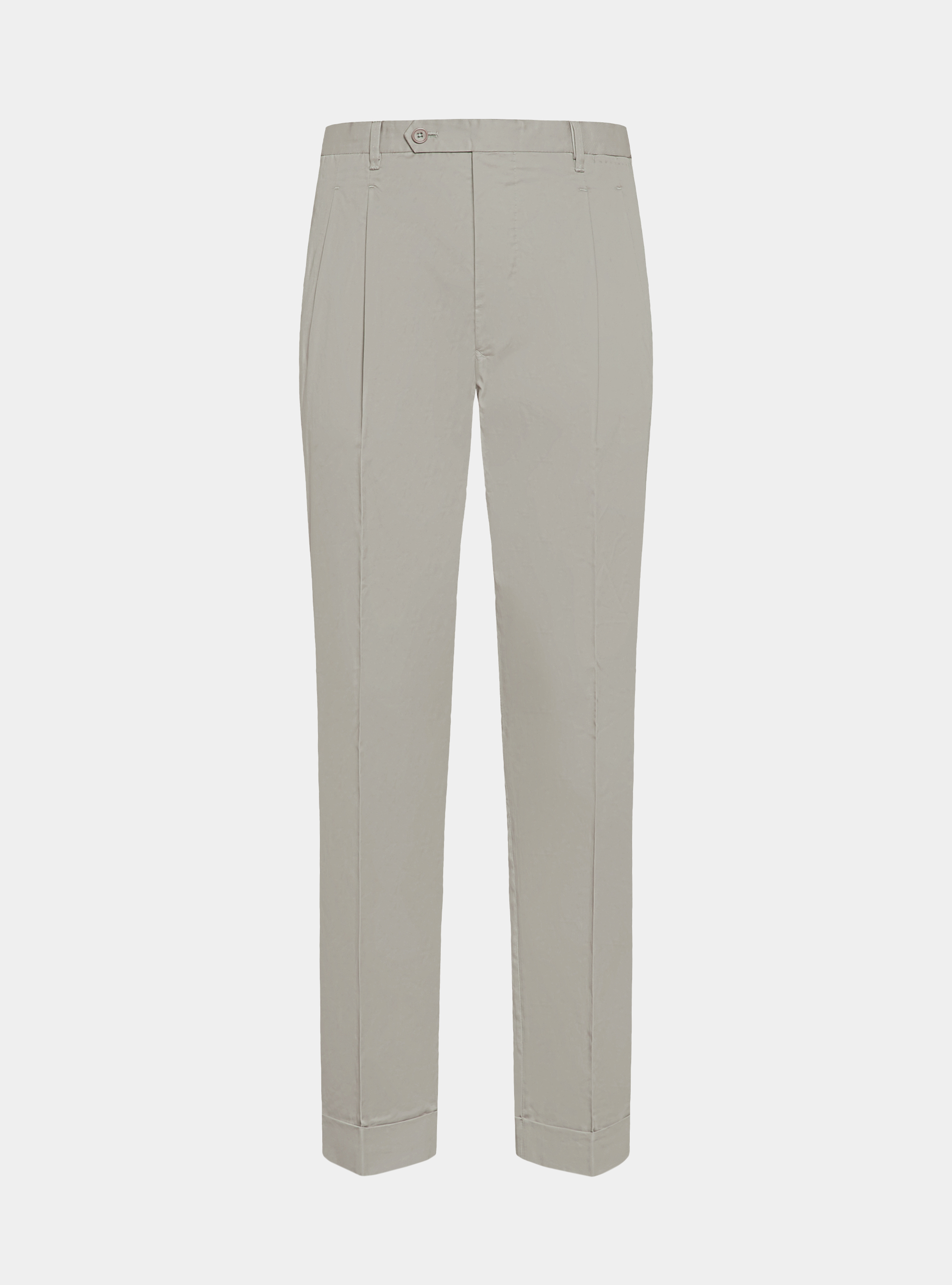 Pantaloni con pince in cotone popeline, ECRU