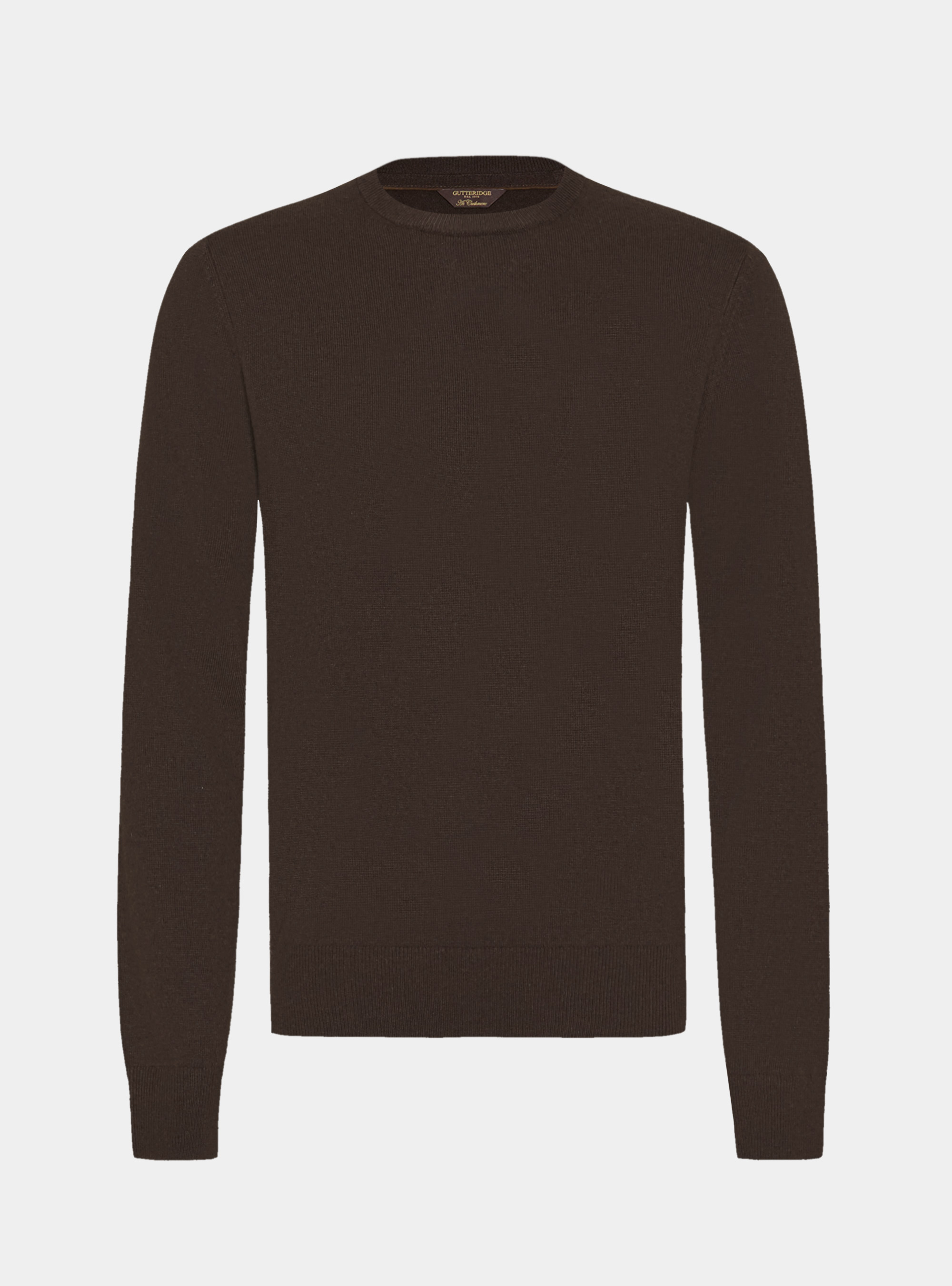 Pull col rond en lambswool et cachemire, MARRON