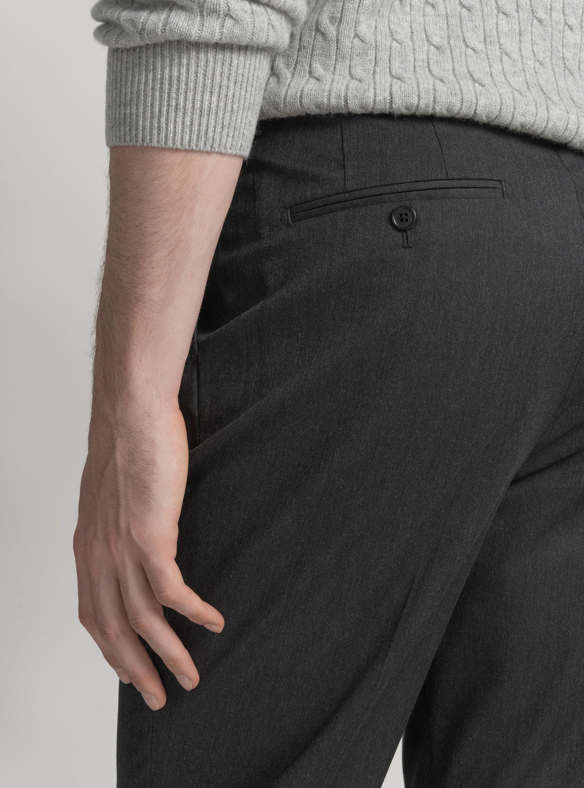 Pantalon classique &agrave; pinces, ASPHALTE