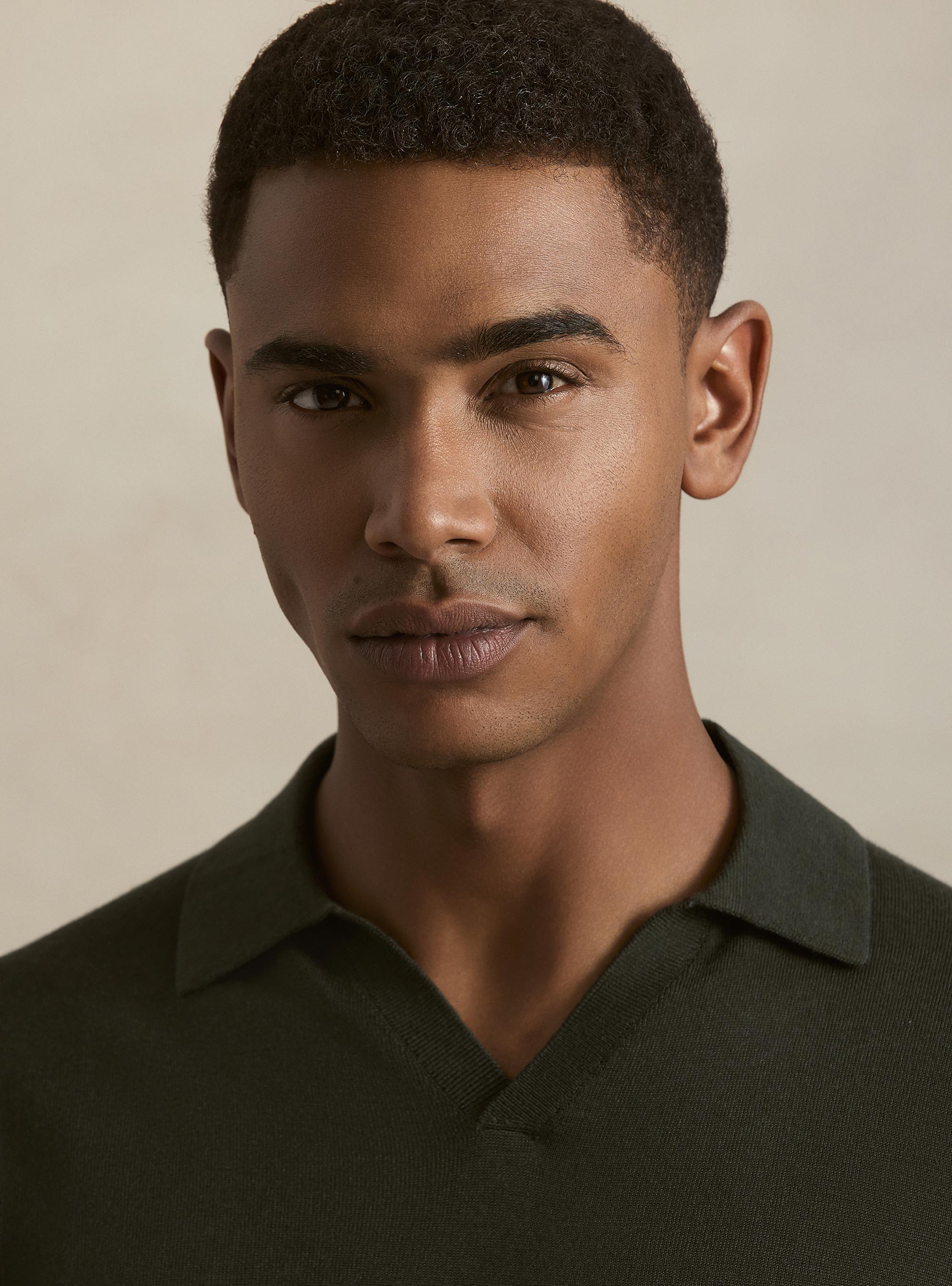 Buttonless merino polo, MILITARE 0609C