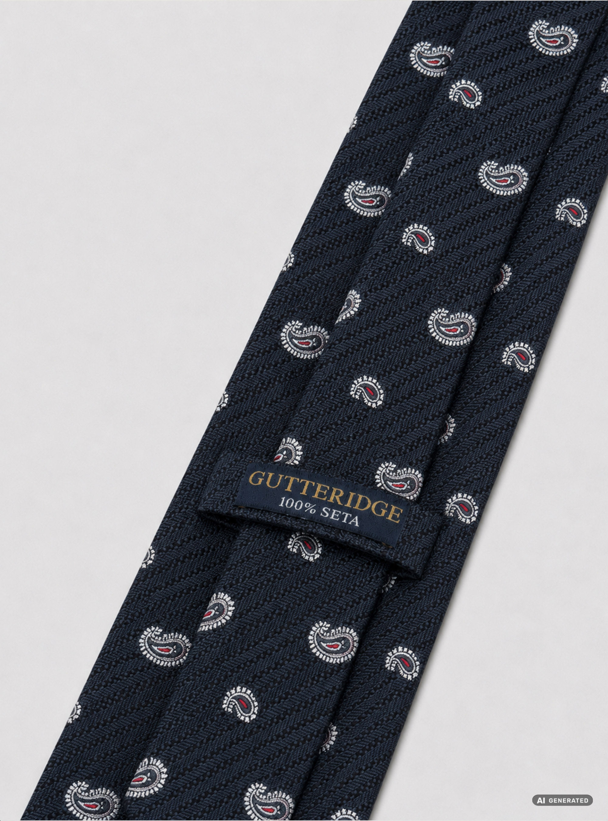 Corbata de seda jacquard con estampado cachemir, AZUL MARINO