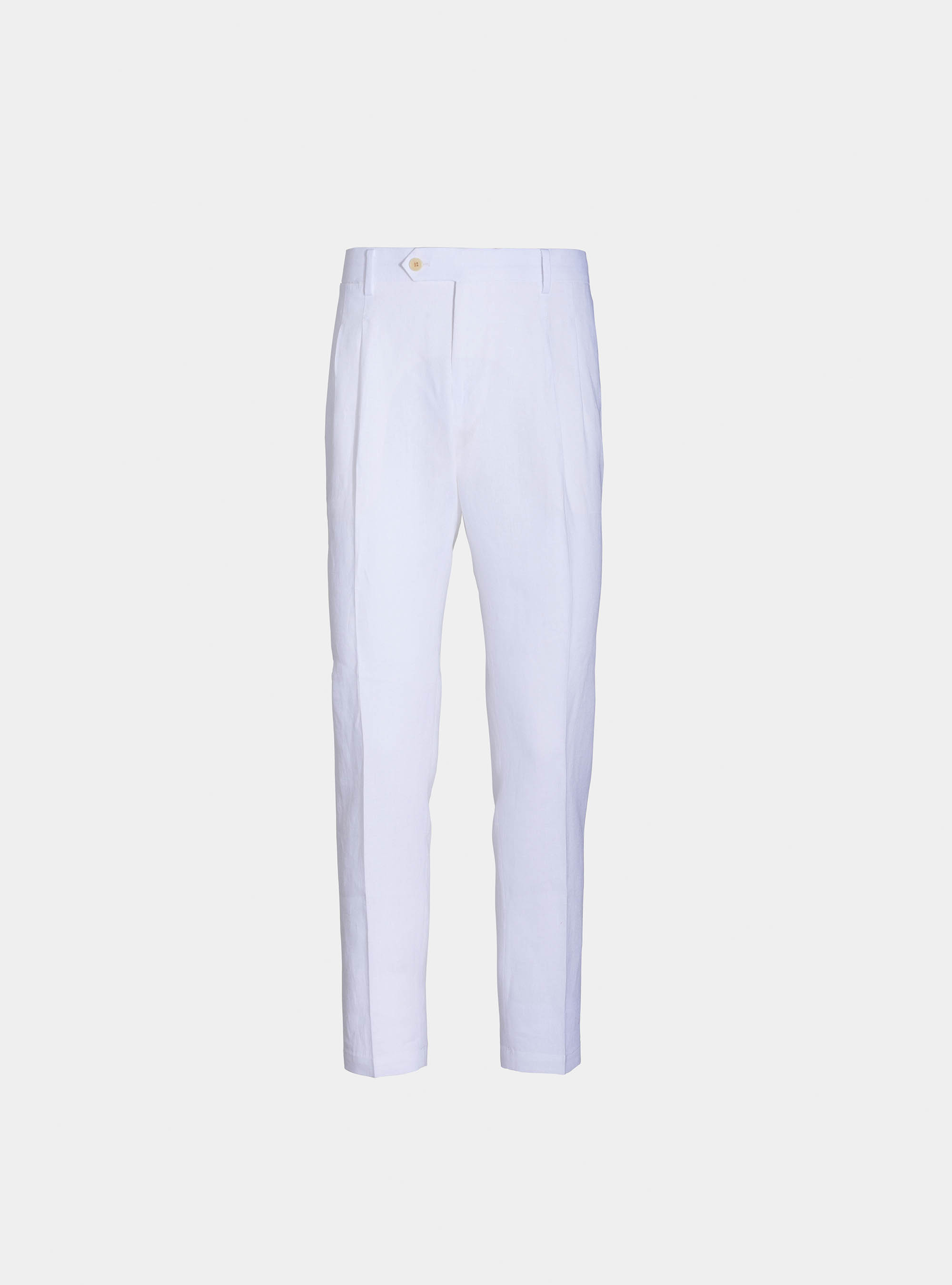 Pantaloni per abito in puro lino, BIANCO