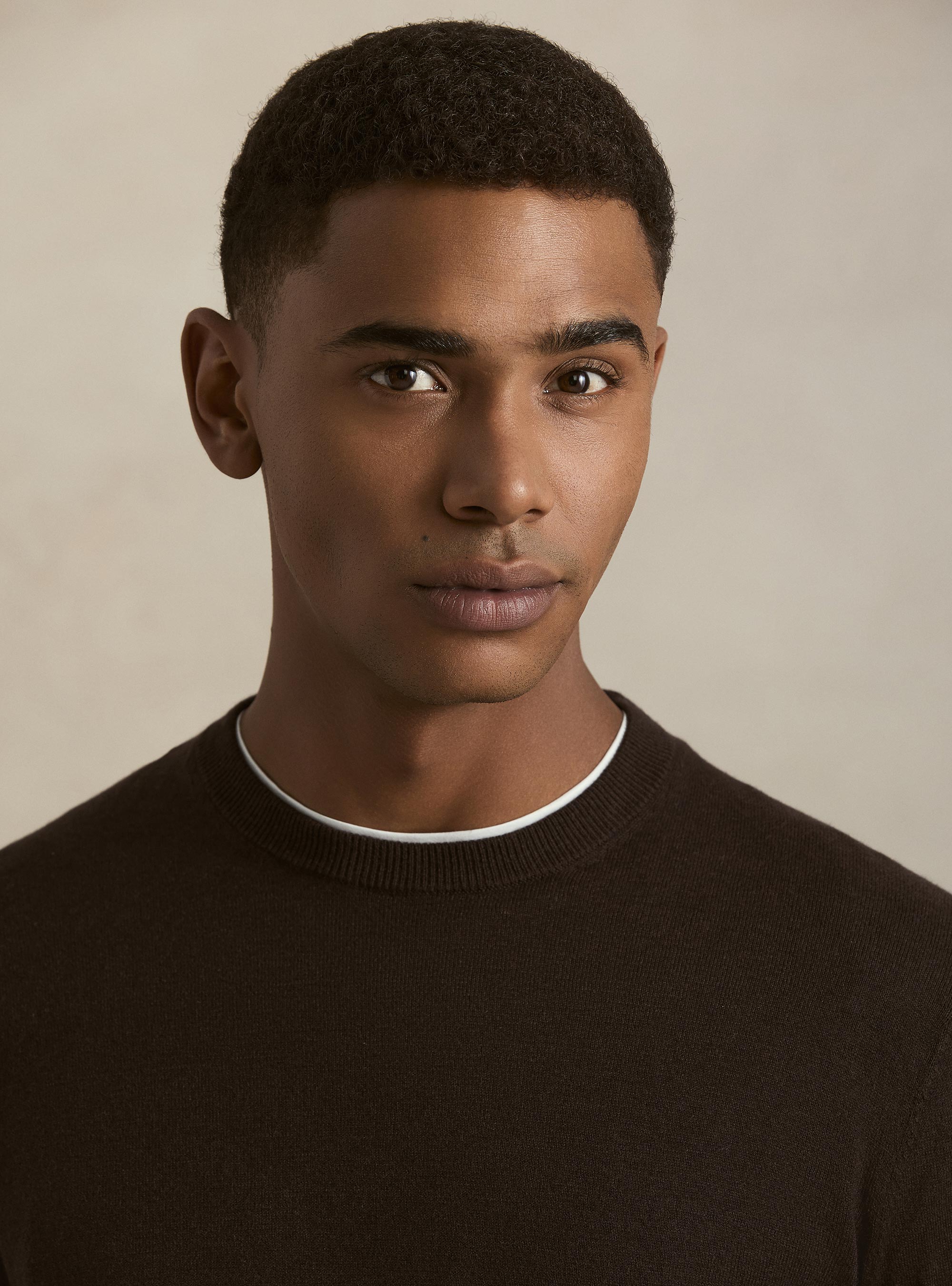 Cotton, silk and cashmere blend crewneck sweater, BROWN