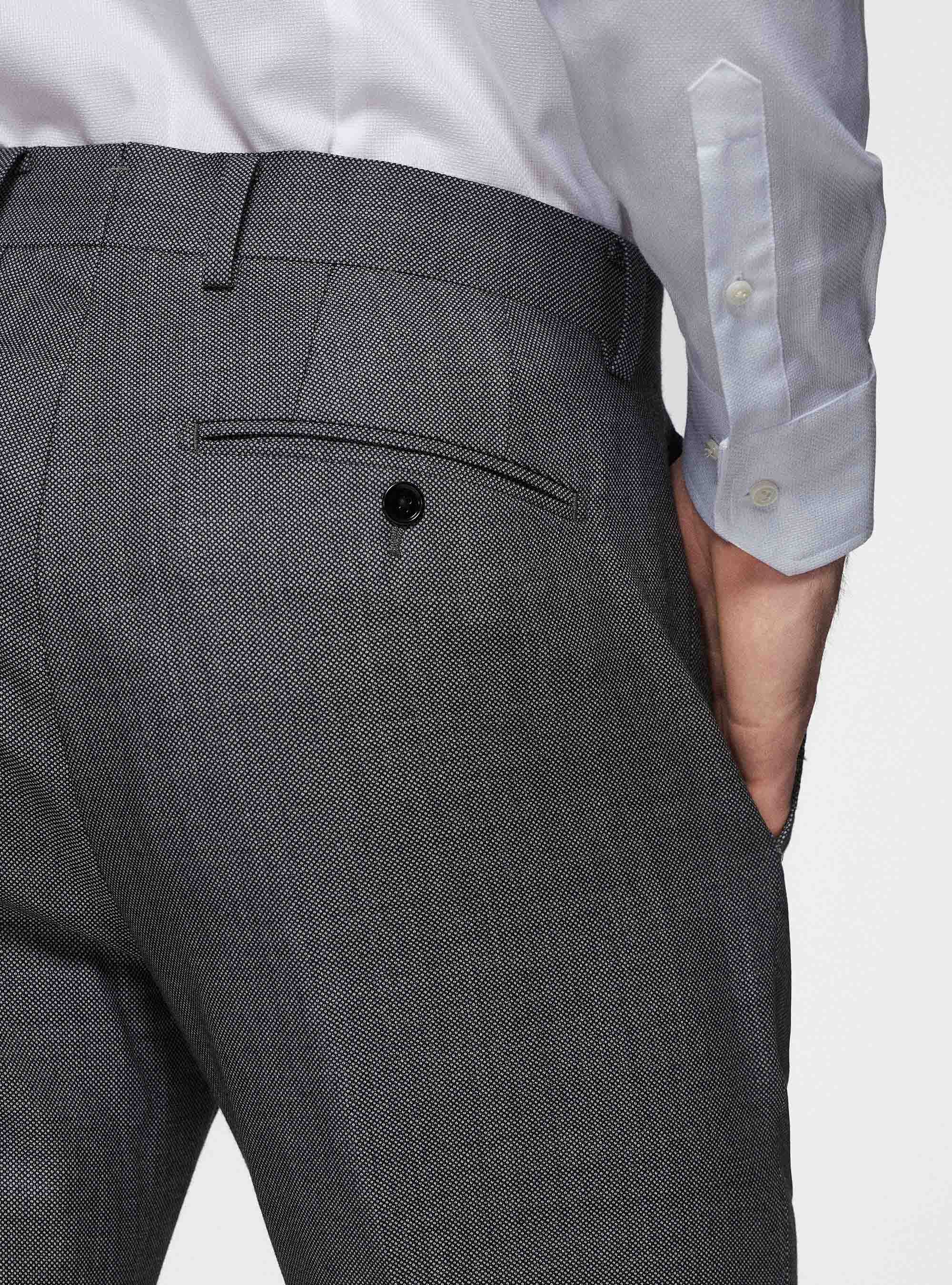 Trousers in pure wool partridge eye, GREY