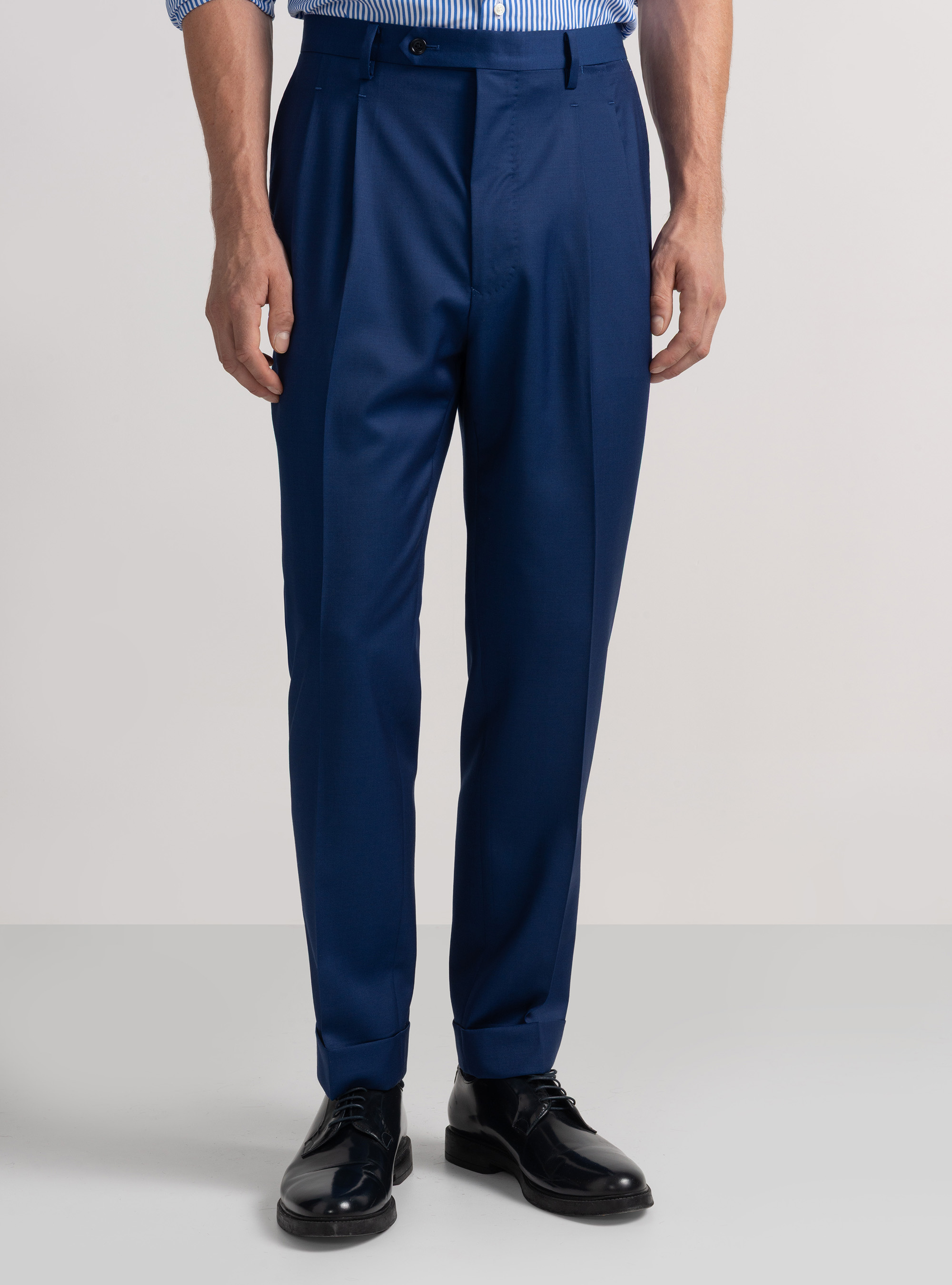 Pantaloni con pince per abito doppiopetto in lana reda superfine 110's, BASALTO