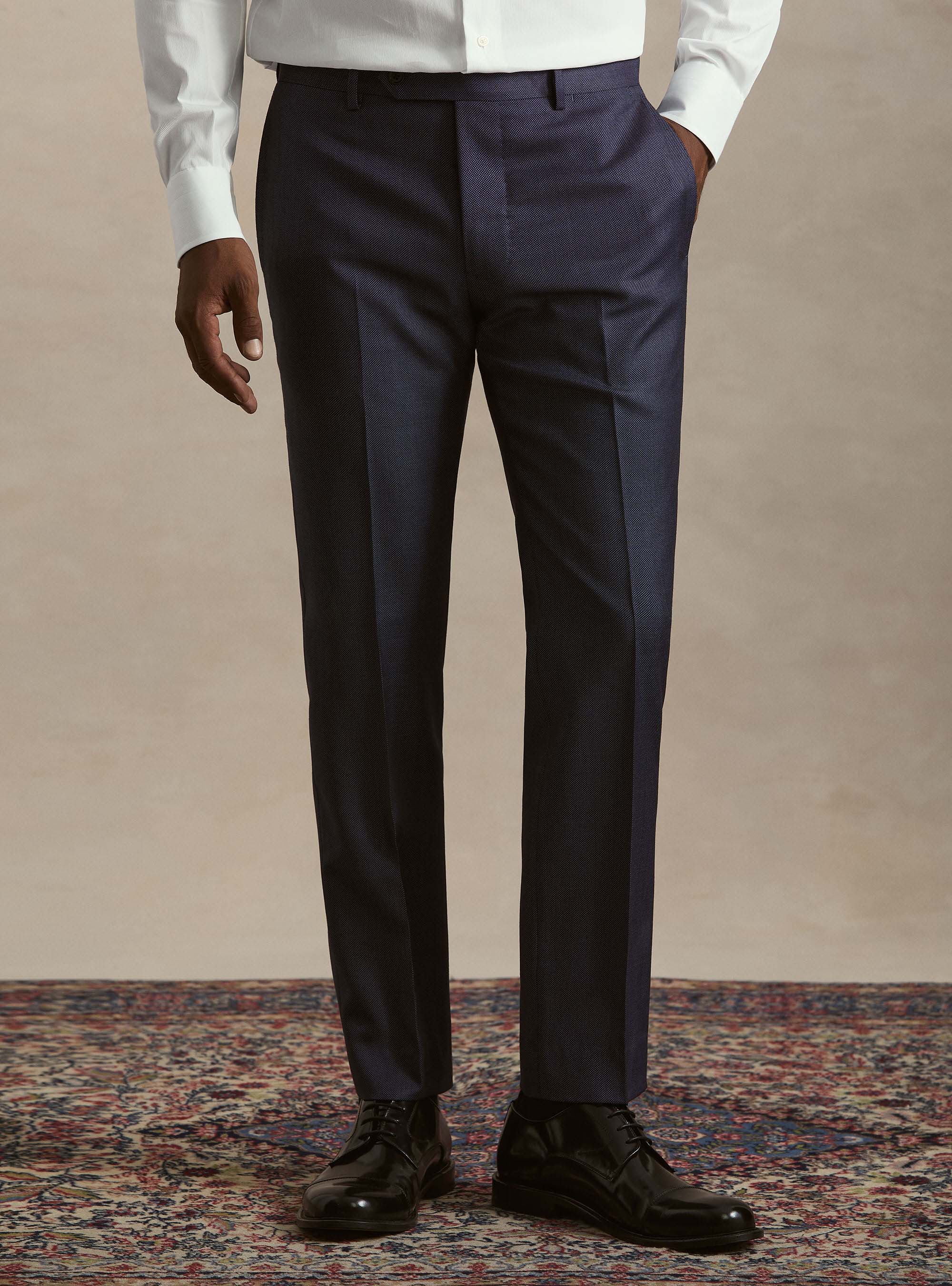 Pure wool bird's eye suit trousers by Vitale Barberis Canonico, INK