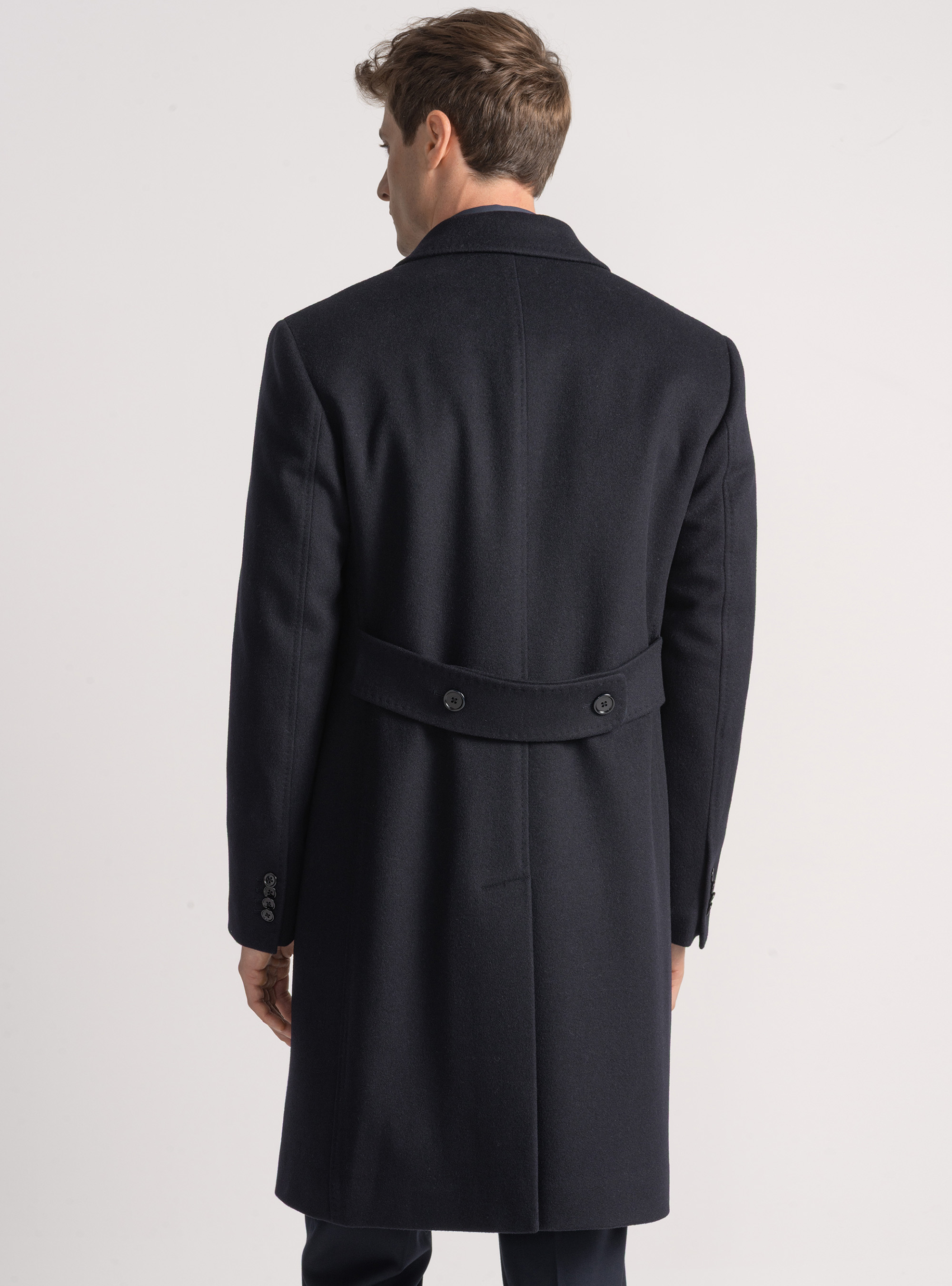 Wool and cashmere double-breasted coat, NAVY BLUE