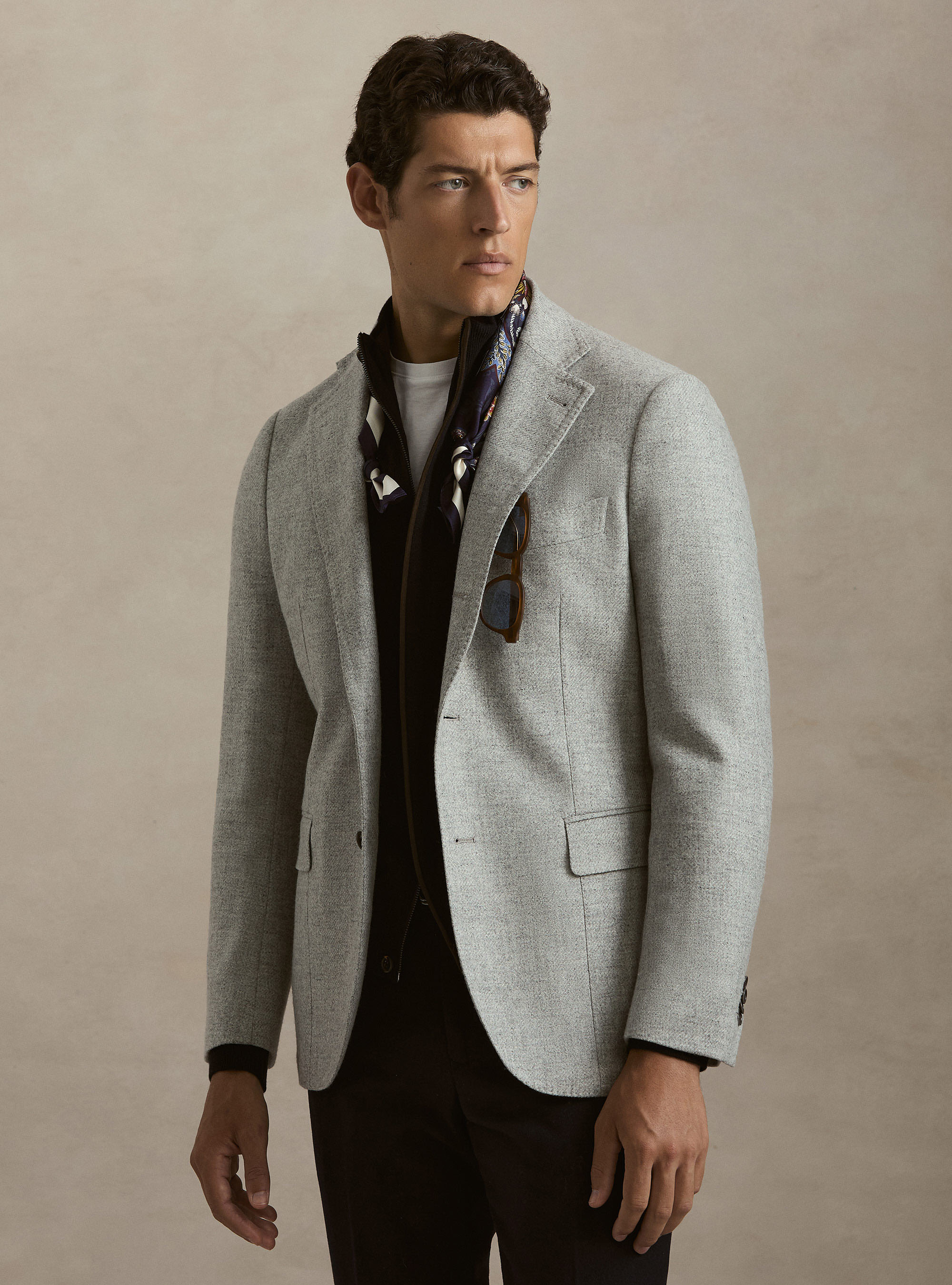 Wool and Cashmere Blazer Lanificio di Pray, LIGHT GREY MELANGE
