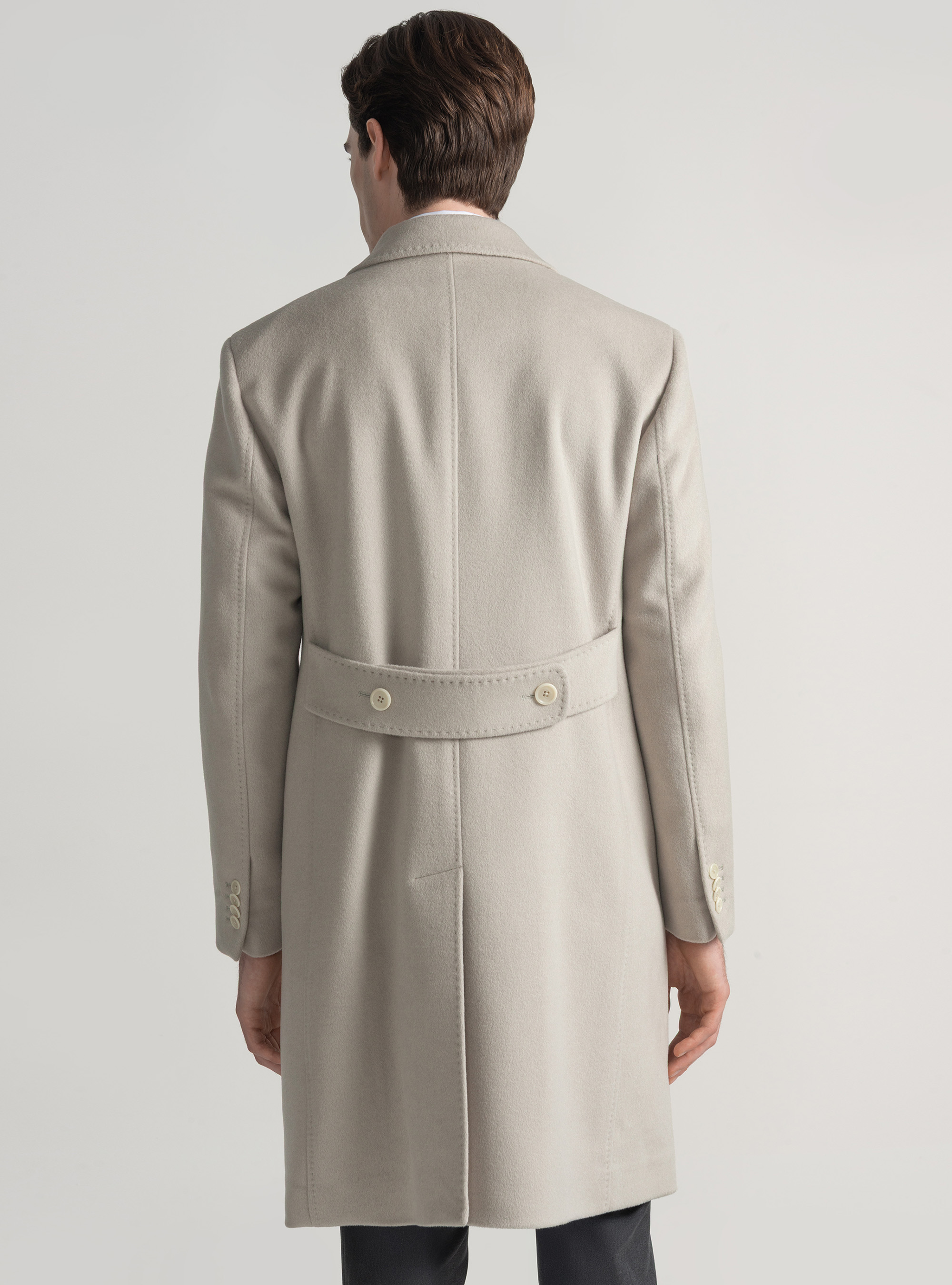 Wool and cashmere double-breasted coat, ECRU 0536C