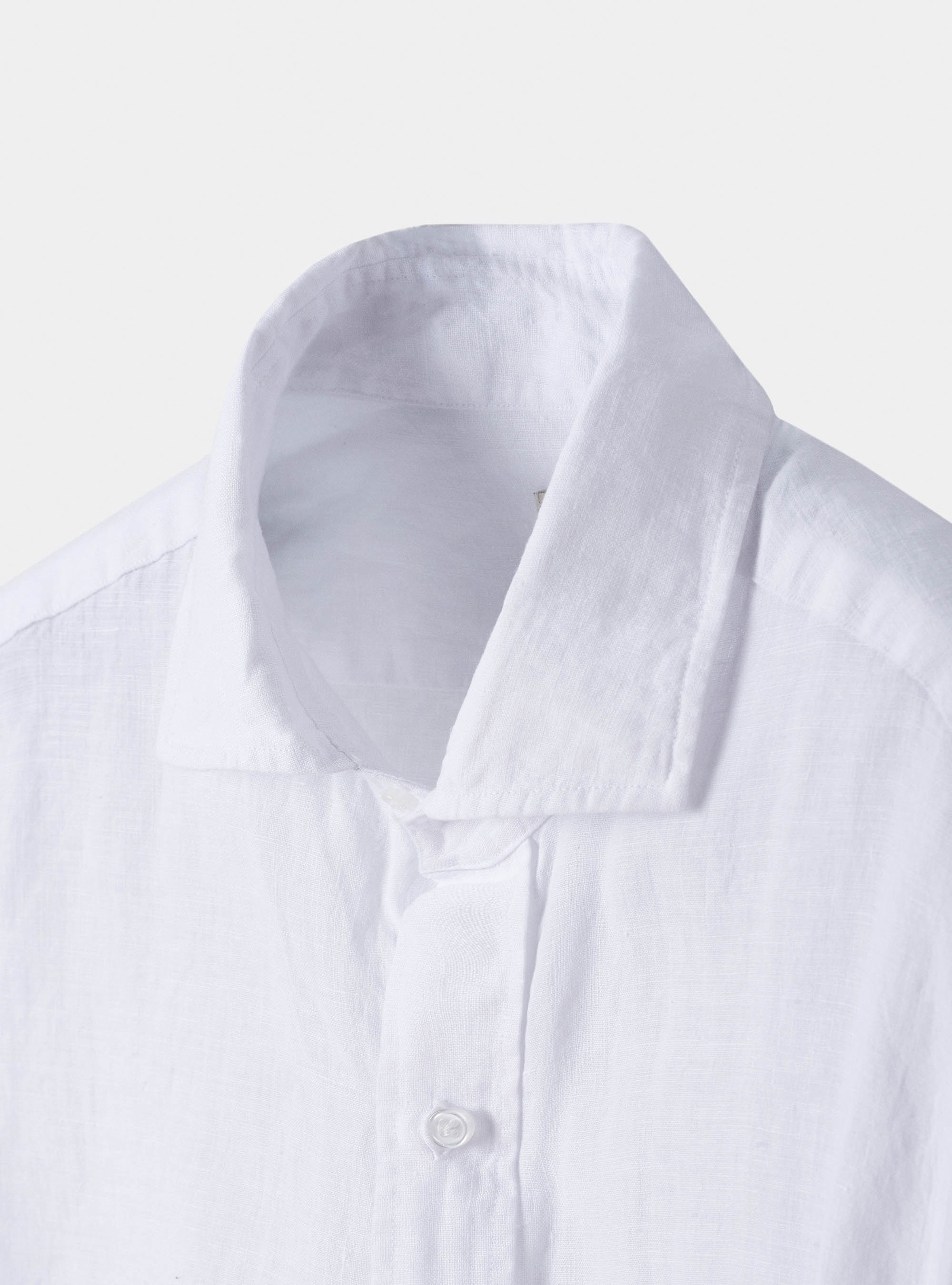 Camicia slim 100% lino delav&egrave;, BIANCO