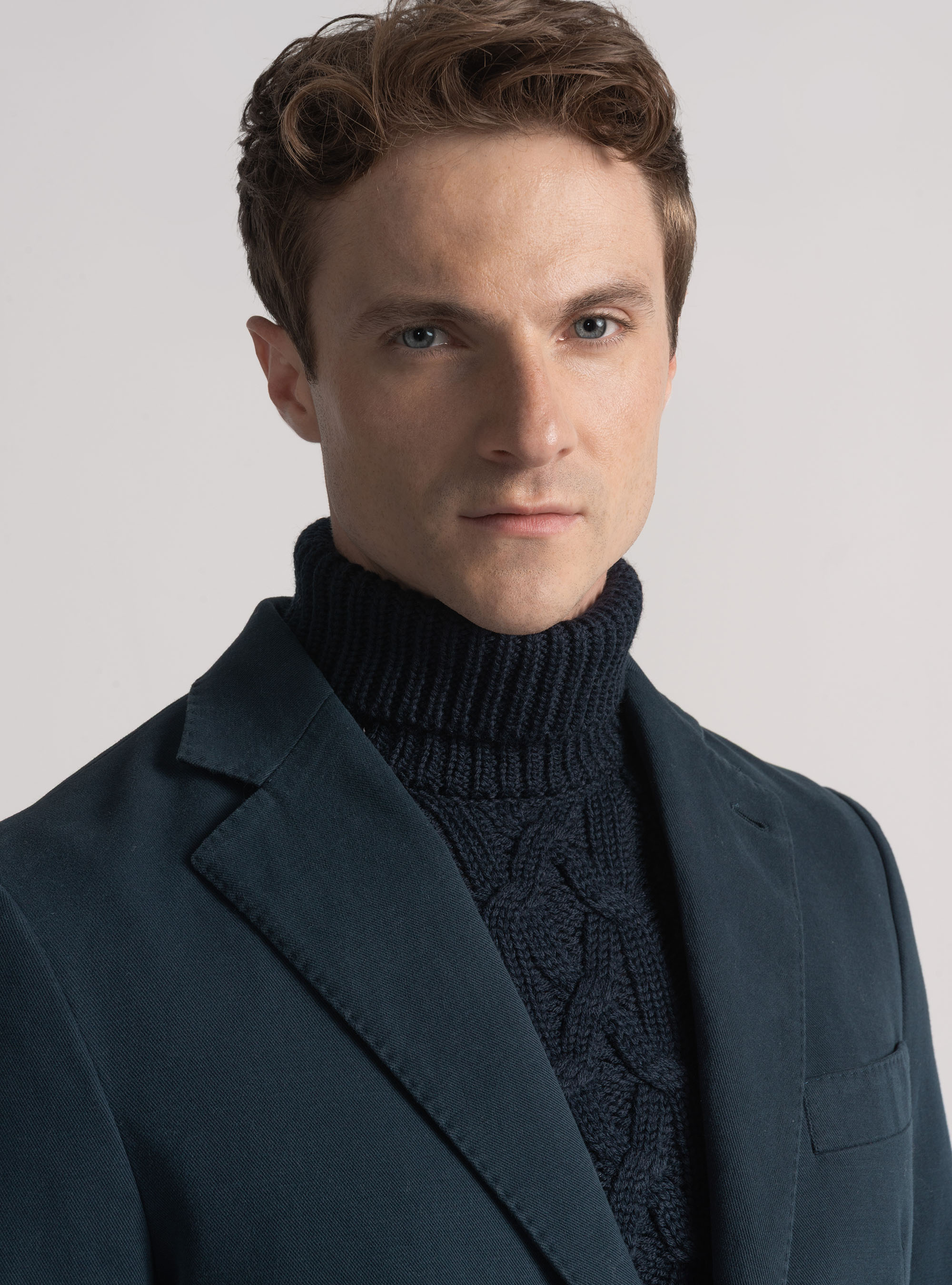 Giacca in cotone e cashmere, BLU NAVY