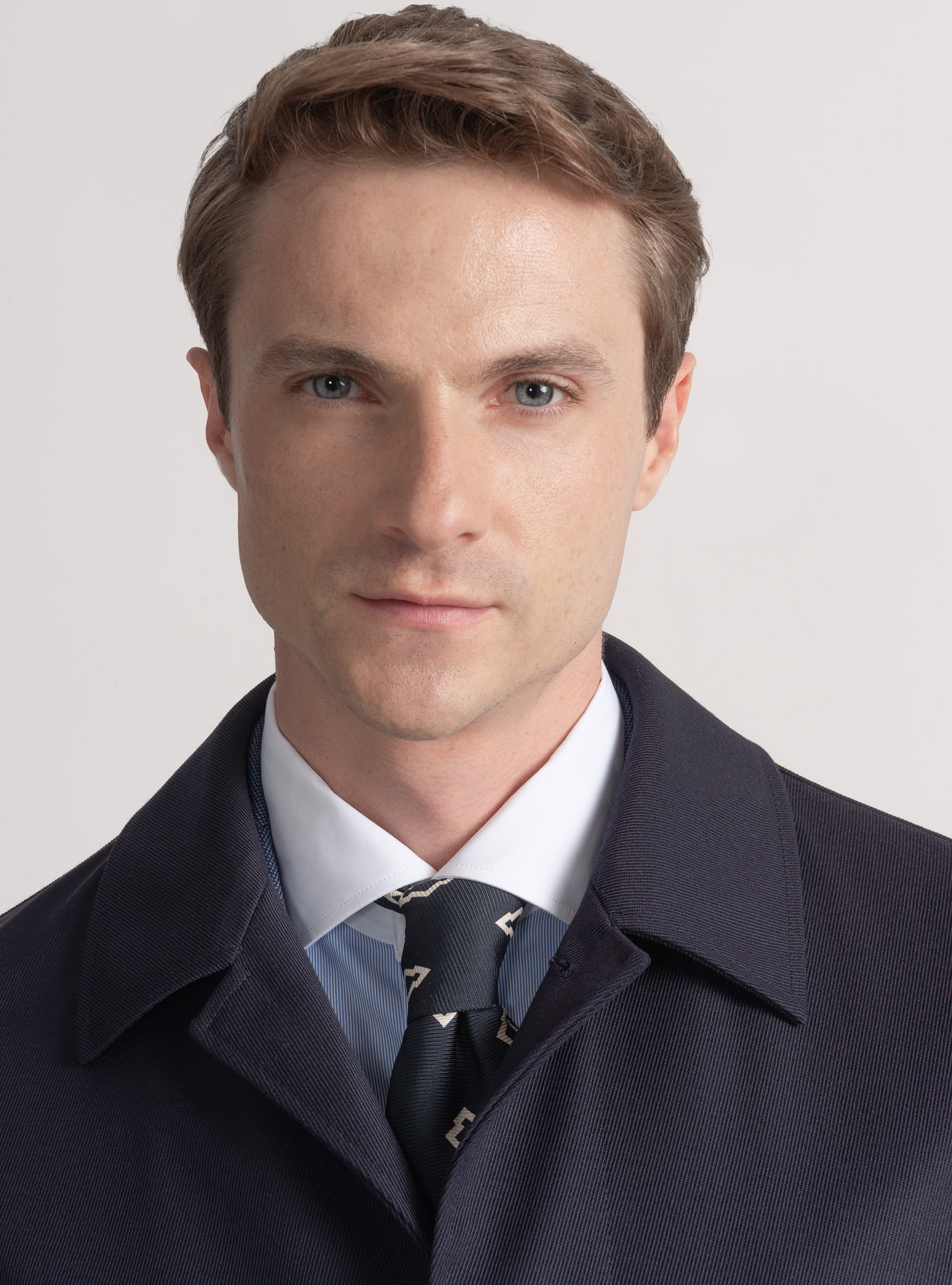 Wool-blend twill overcoat, NAVY BLUE