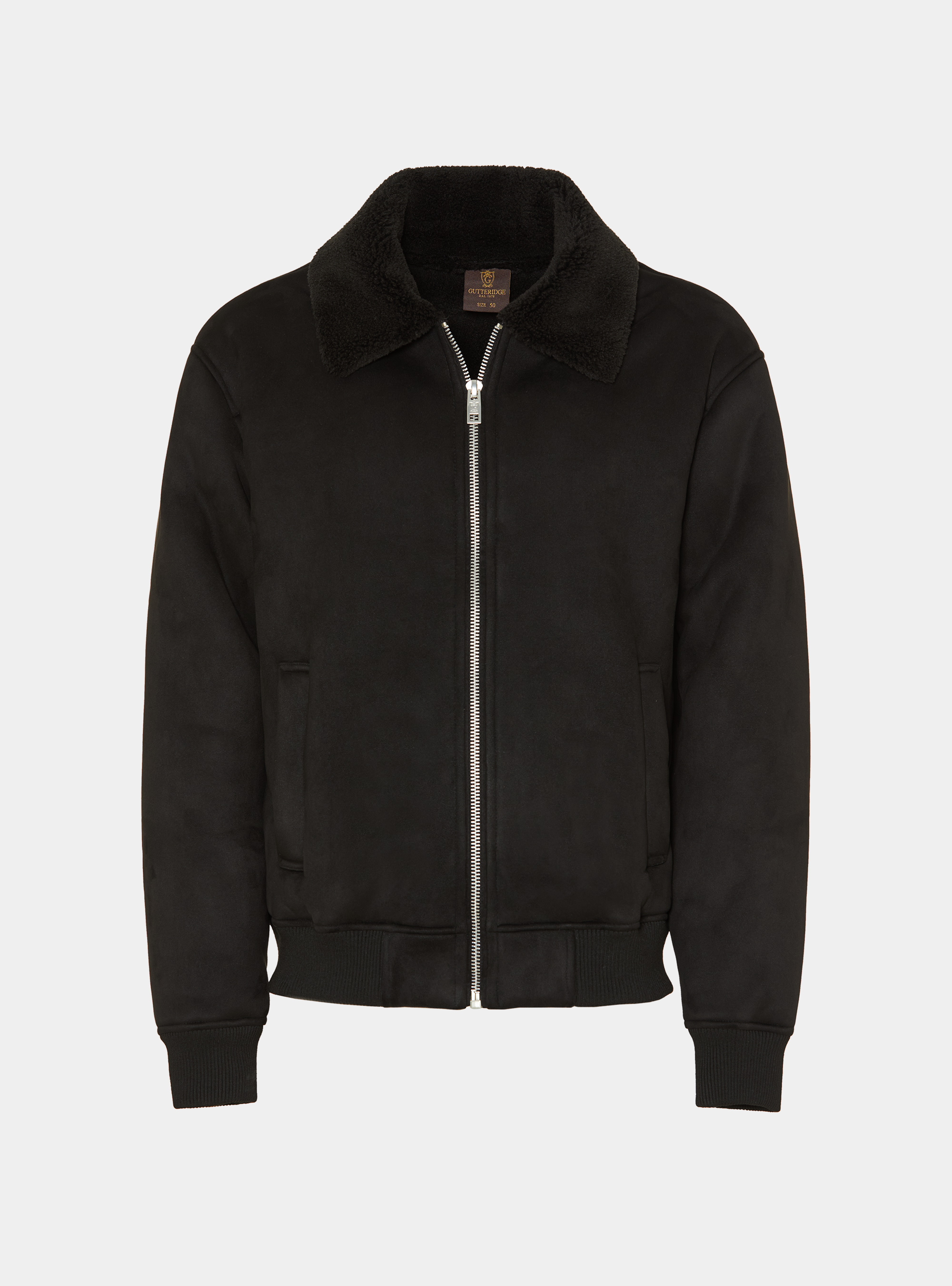Suede effect bomber, BLACK