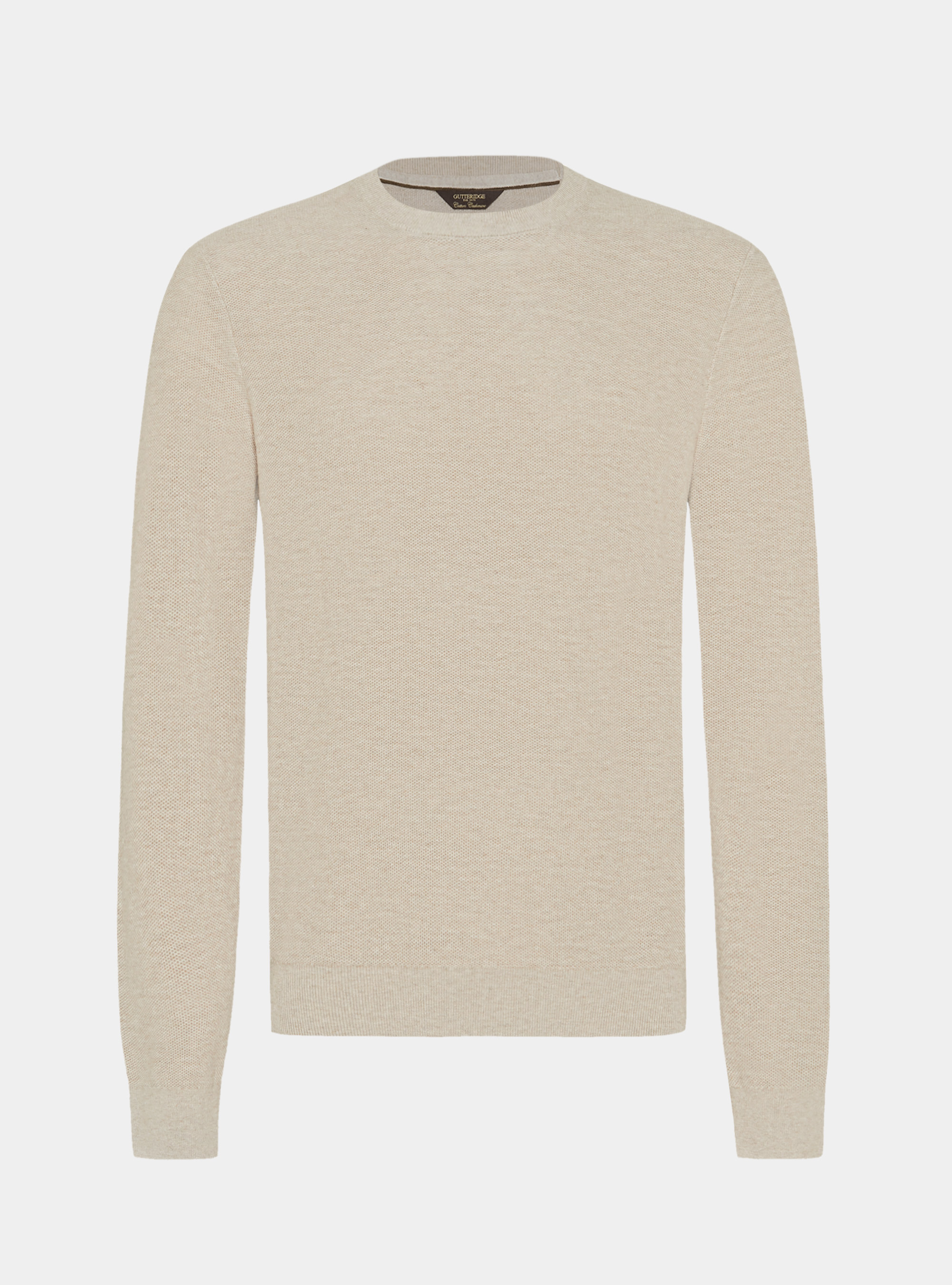 Pull col rond en coton et cachemire maille nid d'abeille, &Atilde; CRU