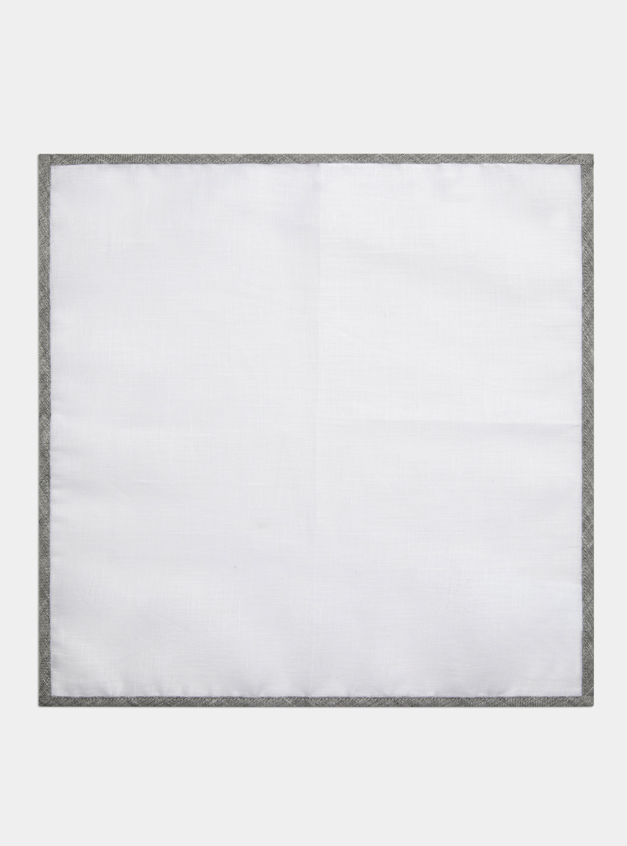 Linen pocket square, GREY/WHITE B013