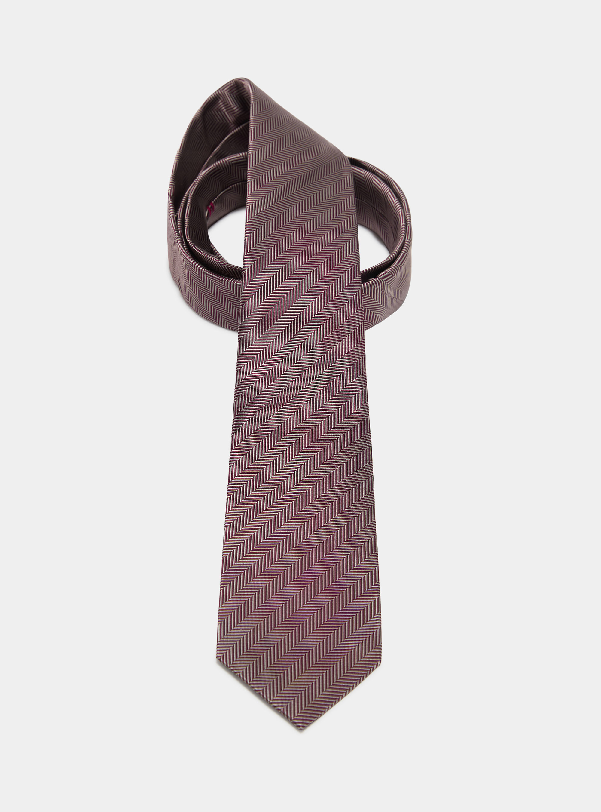 Herringbone silk tie, BORDEAUX 0304C
