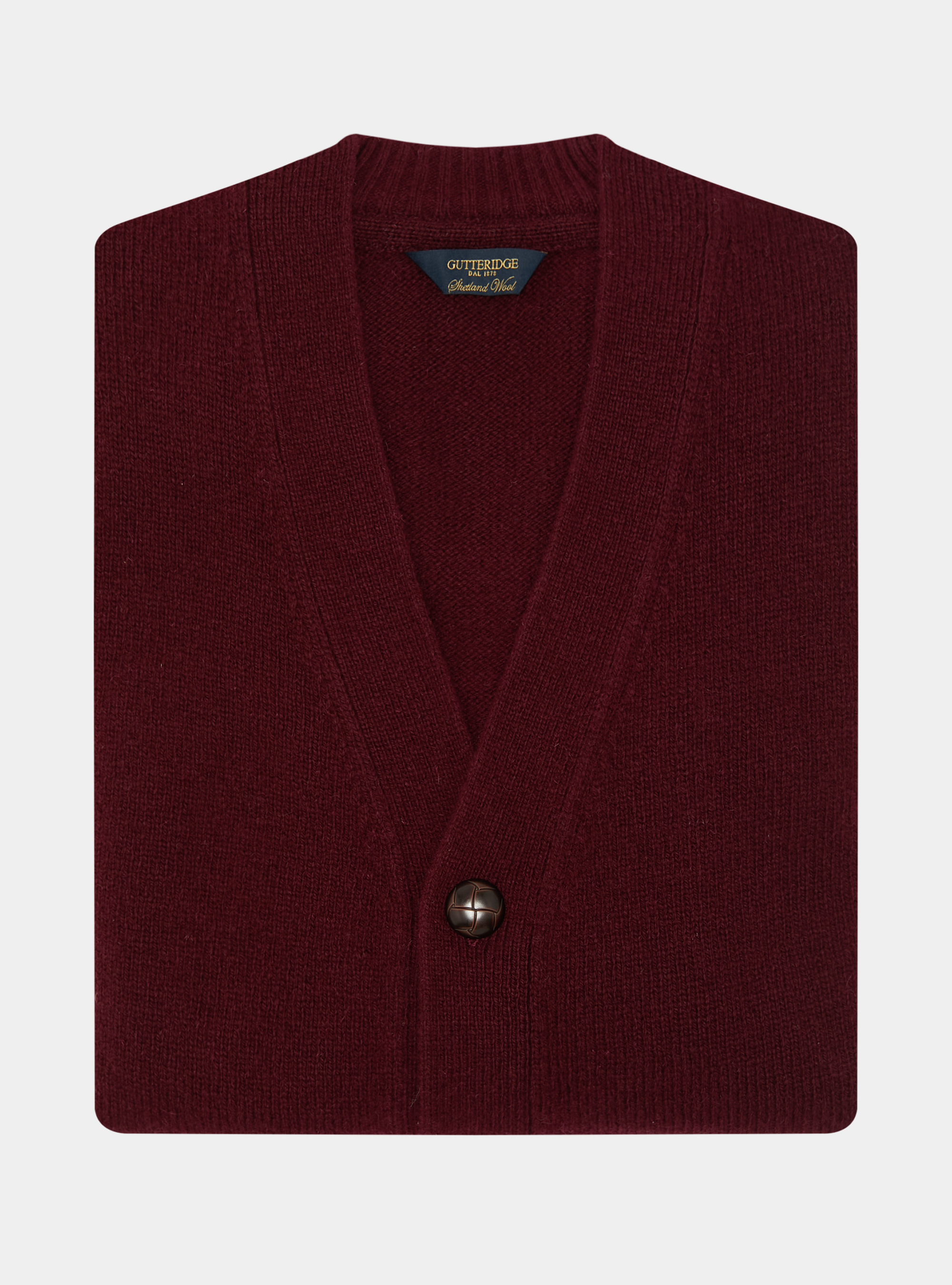 Cardigan in maglia di lana shetland, BORDEAUX