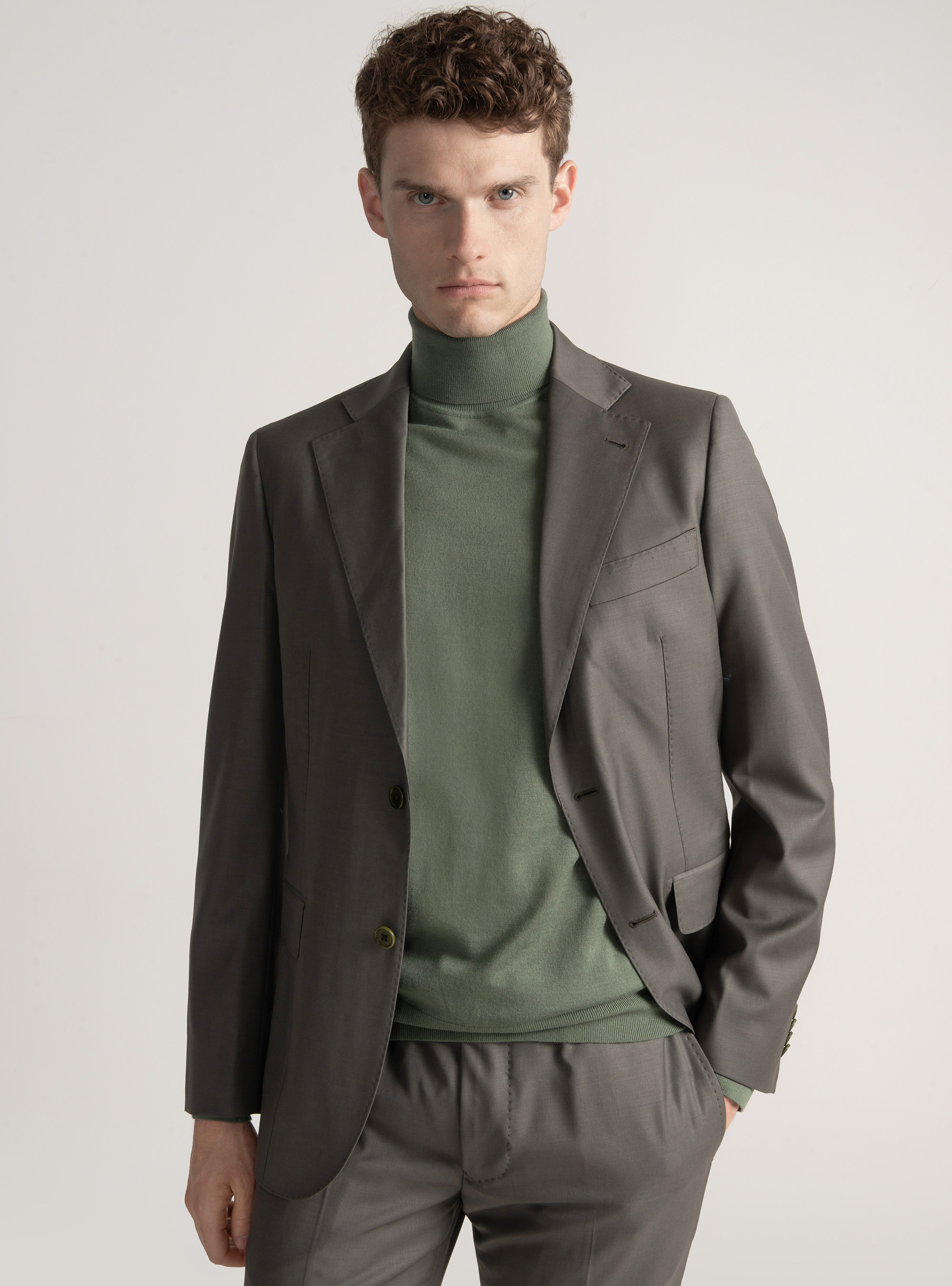 Suit blazer in pure superfine 120's wool, GREEN