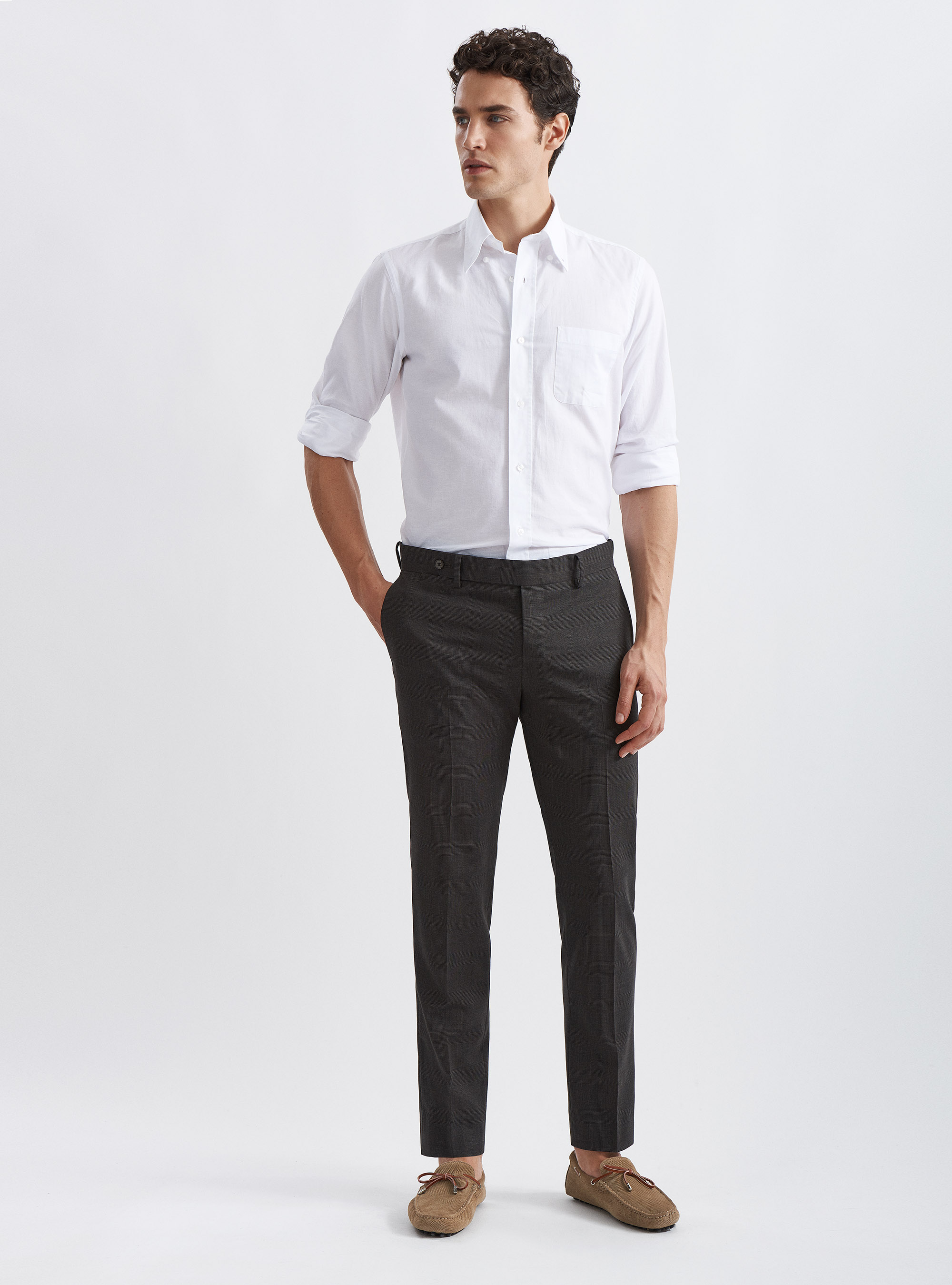 Prince of Wales suit trousers in pure wool Marlane, BROWN