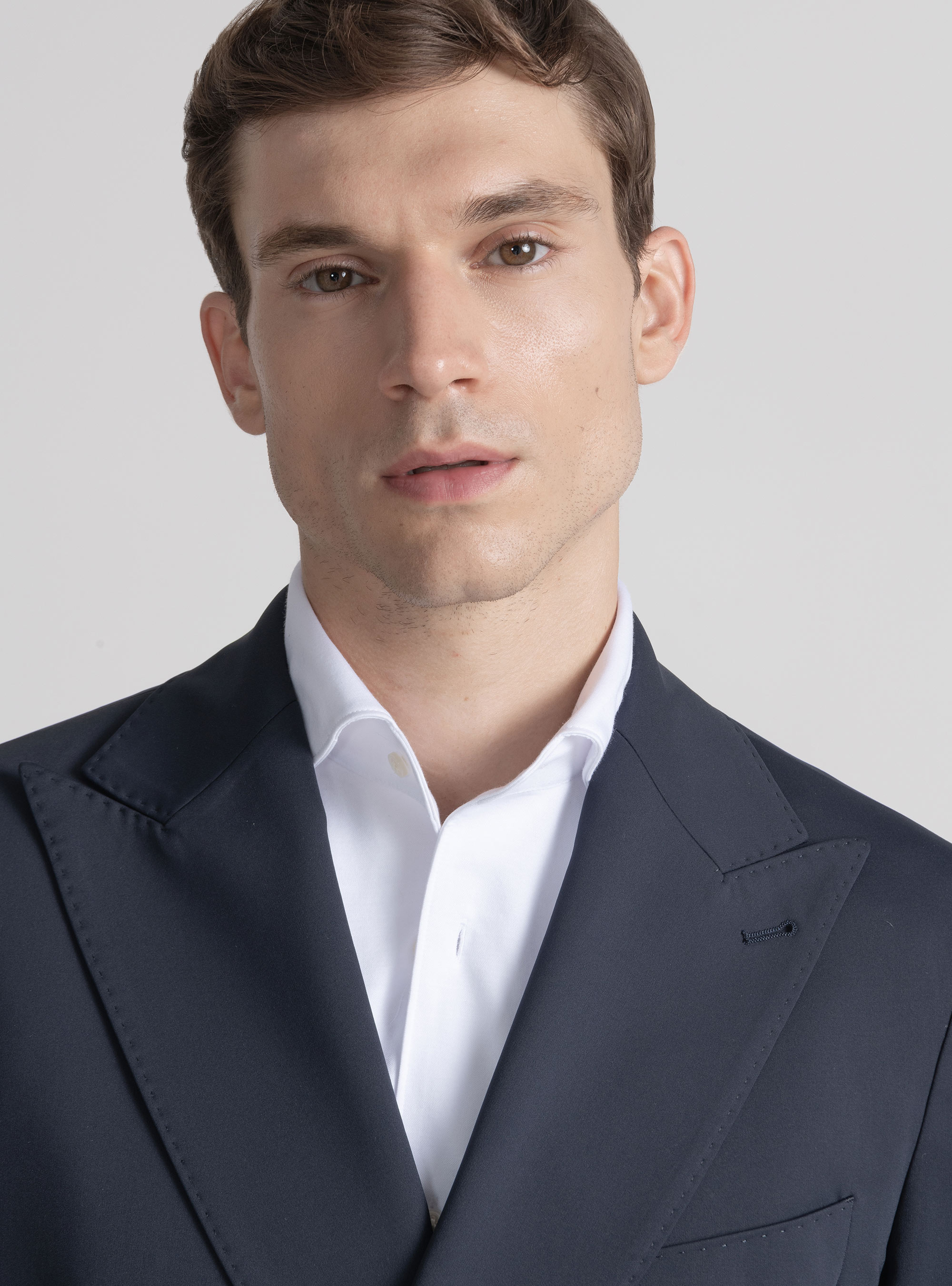 GT01 double-breasted blazer in stretch nylon, NAVY BLUE
