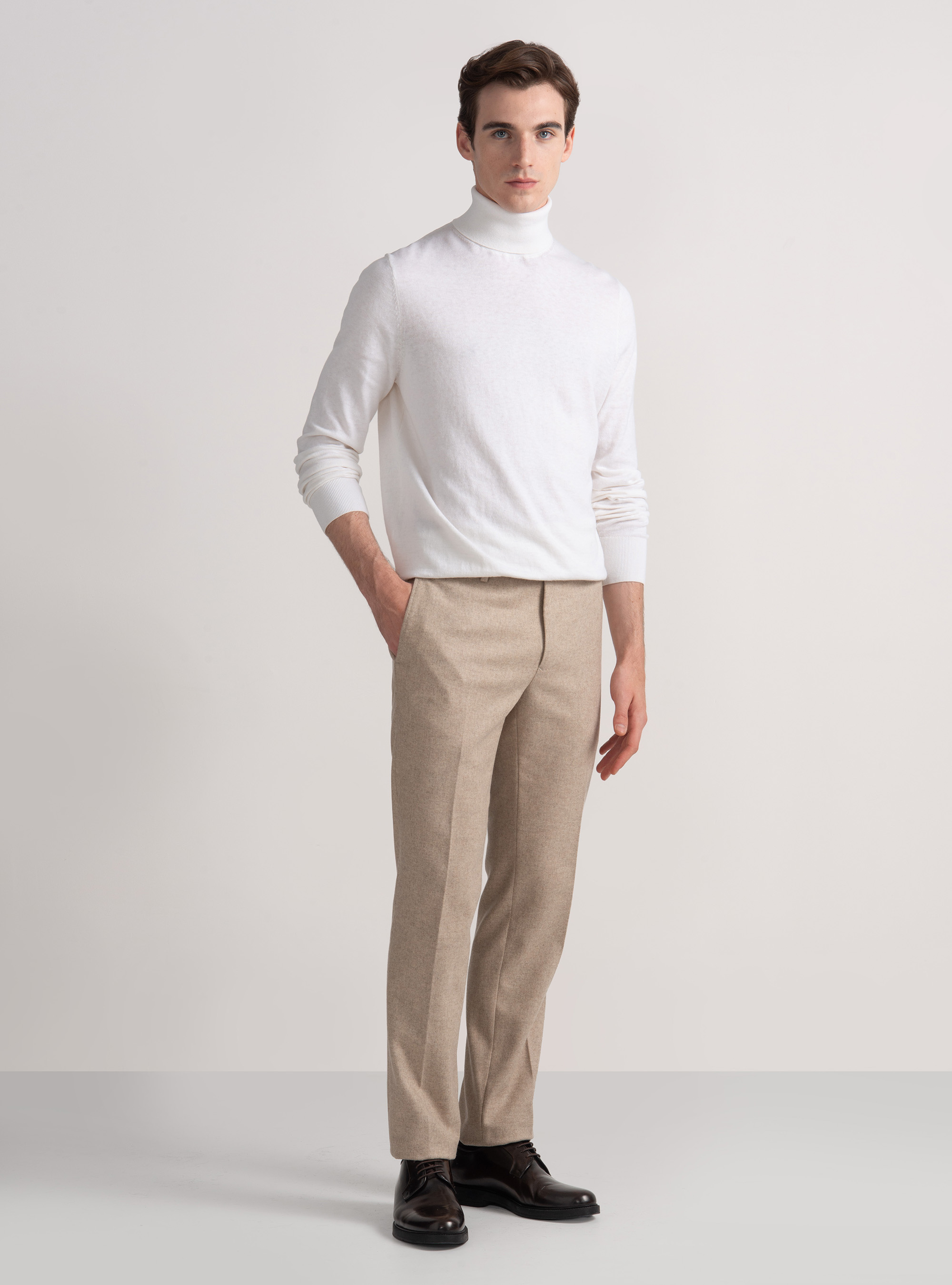 Dolcevita in cotone seta e cashmere, BIANCO