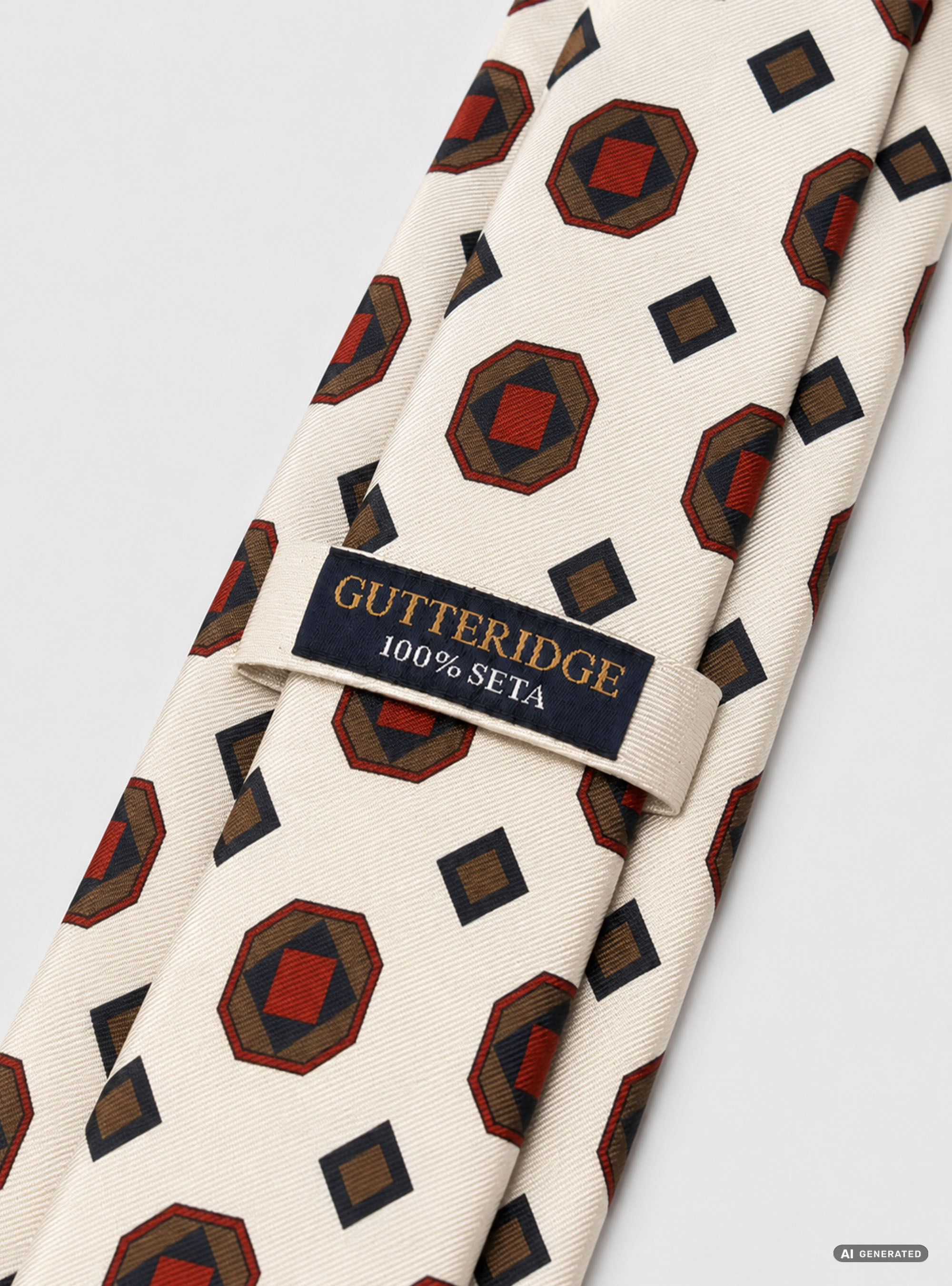 Corbata de seda de 5 pliegues con estampado geom&eacute;trico, NATA