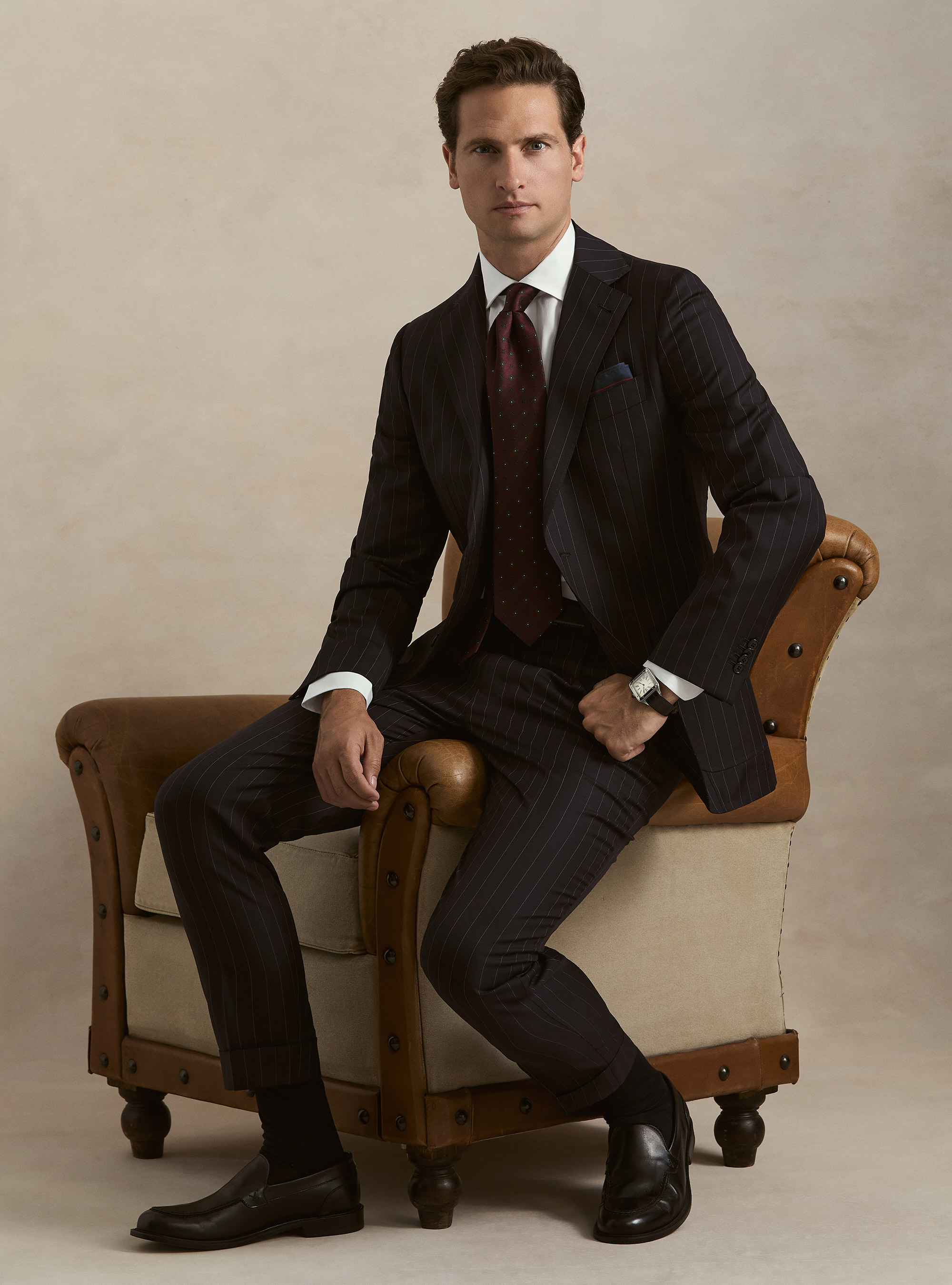 Americana de traje de raya diplom&aacute;tica en pura lana Vitale Barberis Canonico, AZUL MARINO