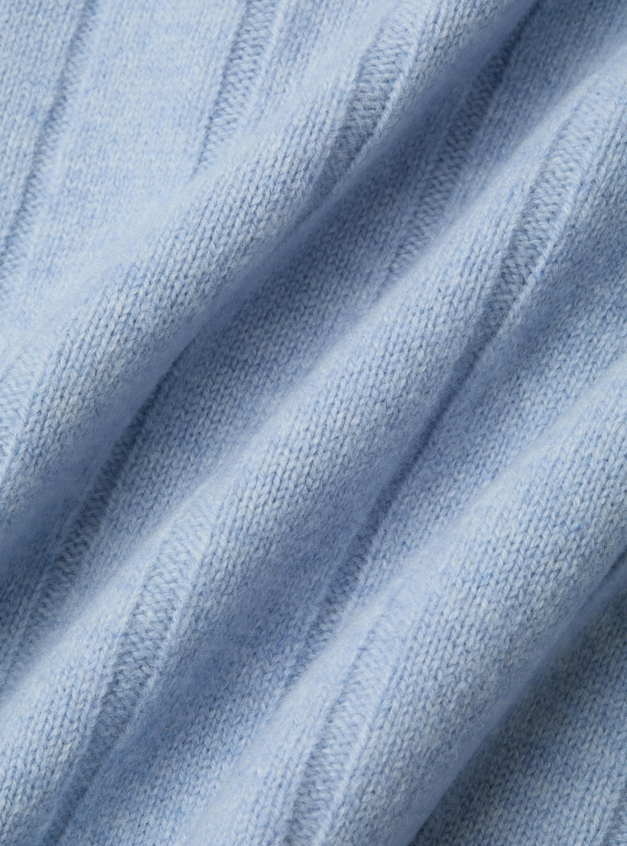Chaqueta de cremallera de lana y cachemira de canal&eacute; plano, AZZURRO POLVERE 0283C