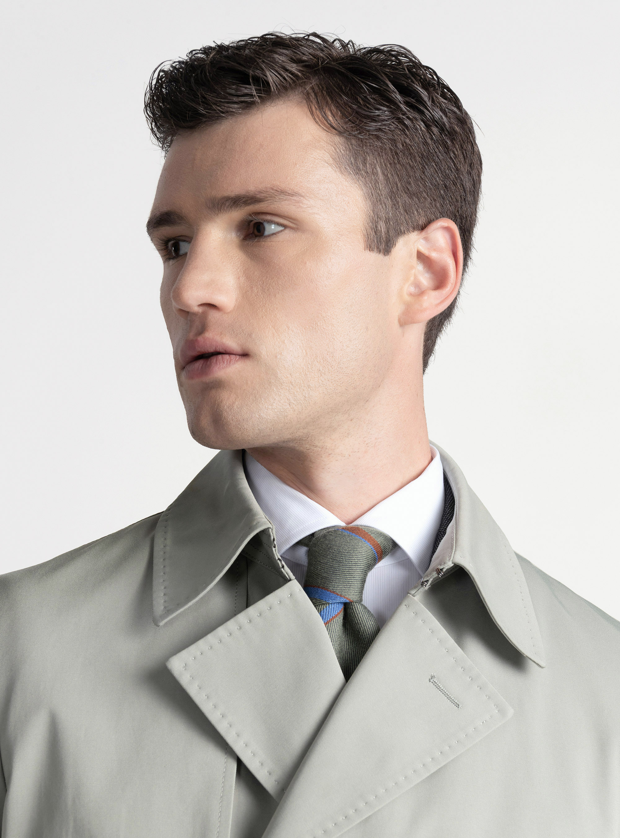 Trench in twill di cotone, SALVIA 0602C