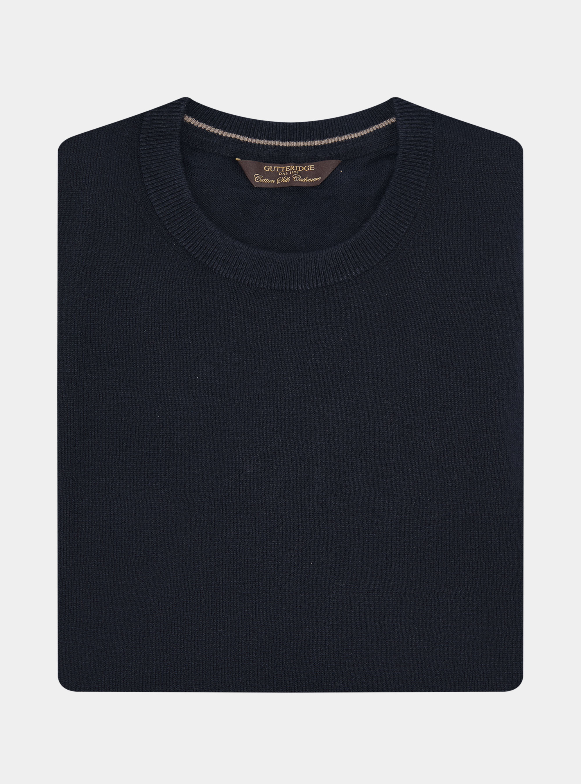 Cotton, silk and cashmere blend crewneck sweater, NAVY BLUE
