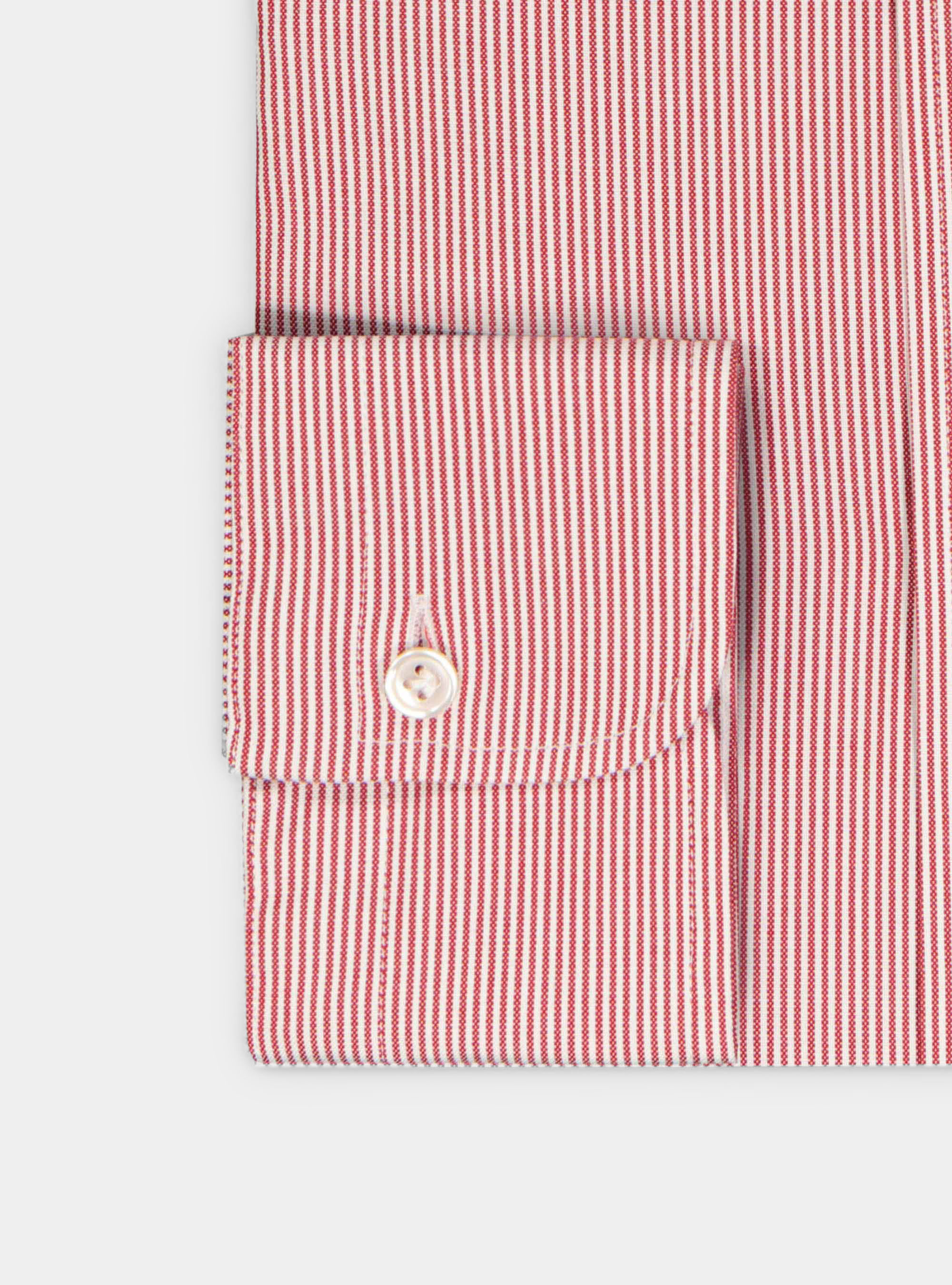 Camicia comfort collo button down in oxford rigato, ROSSO