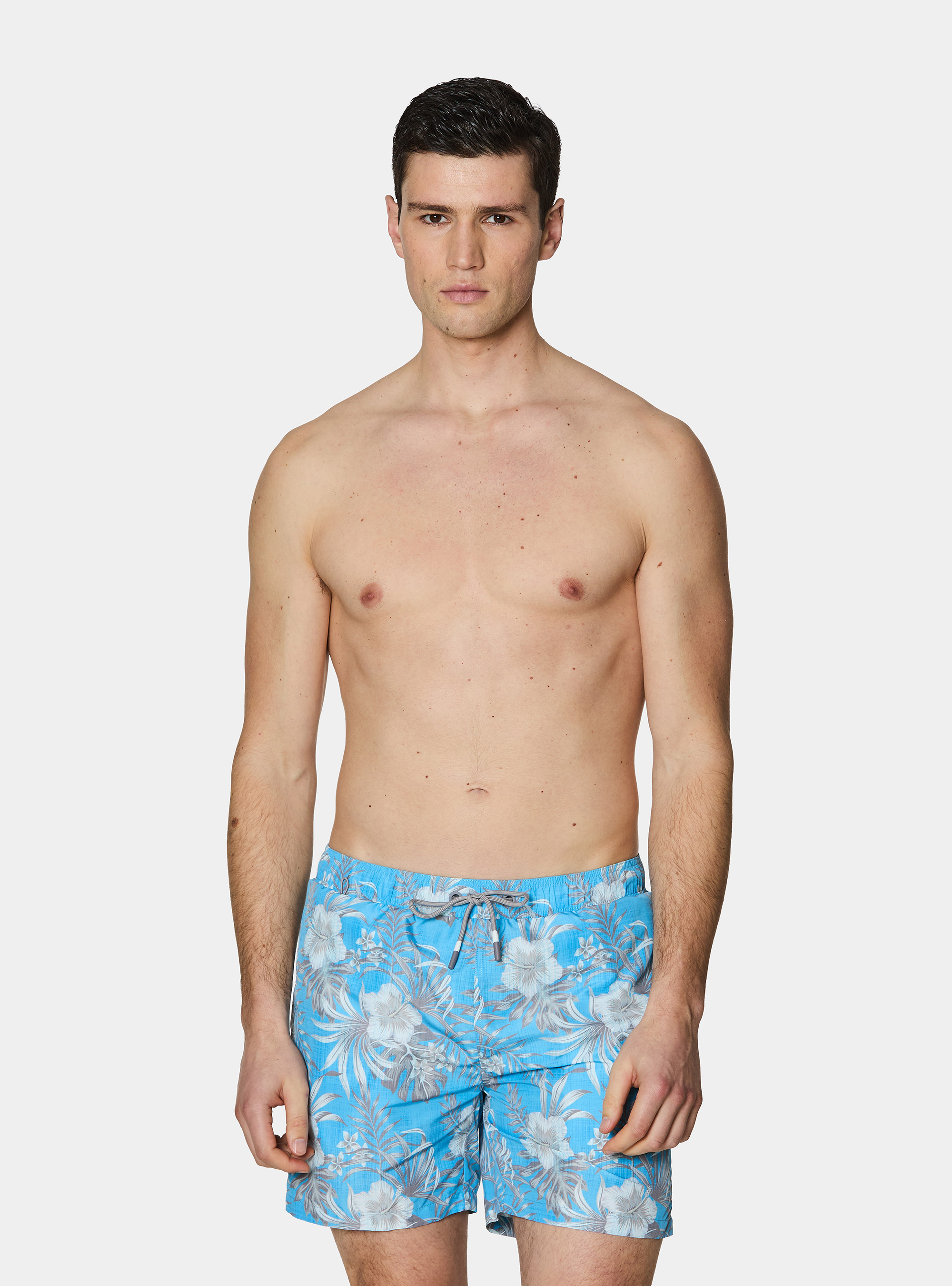 Badeanzug mit Blumenmuster, AZZURRO 0282C