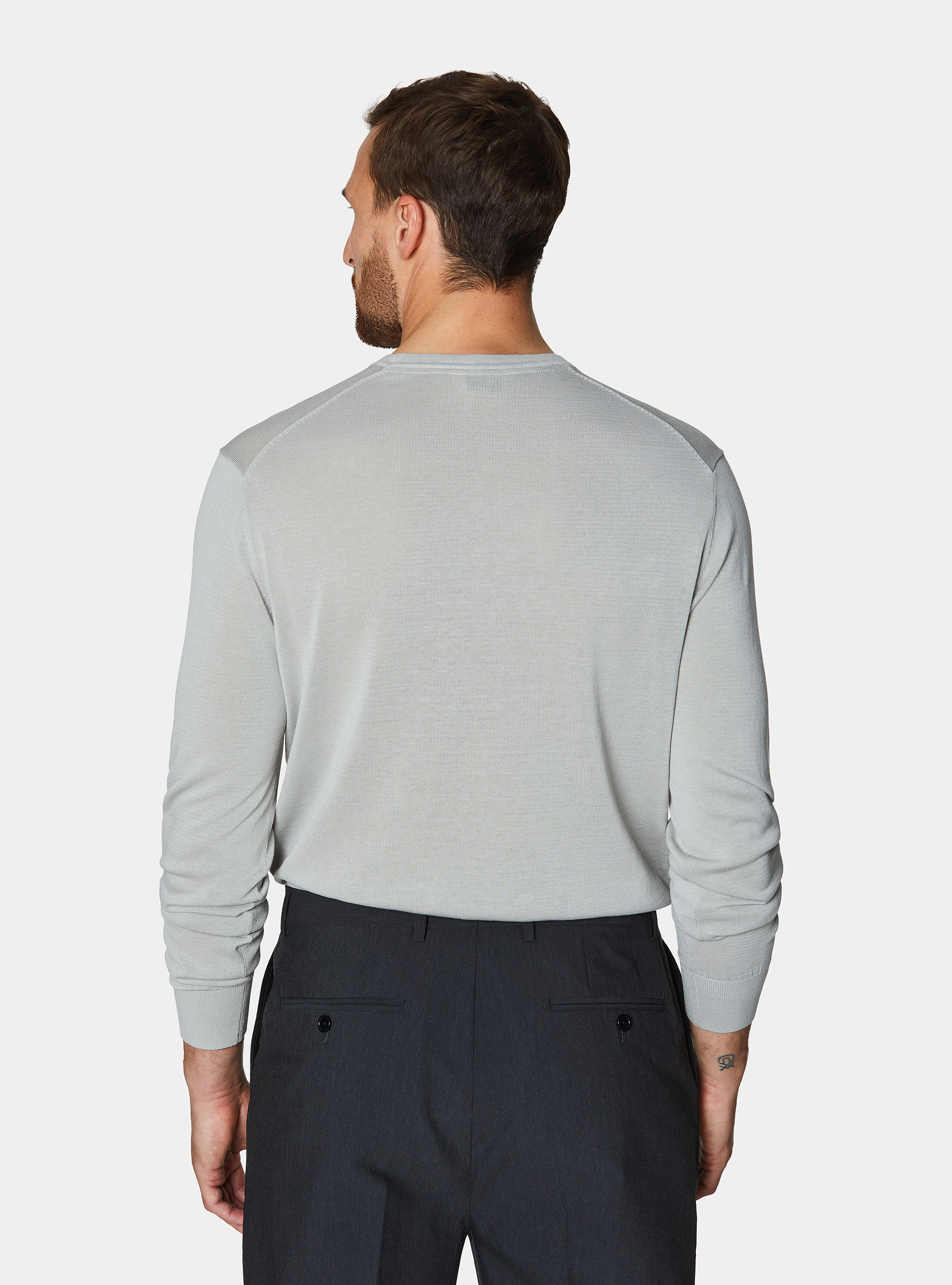 Maglia girocollo in cotone e seta, PERLA 0178C