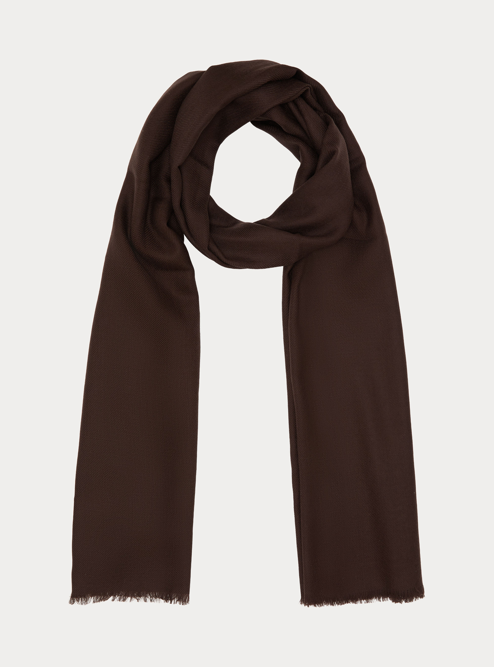 Lightweight embroidered wool scarf, MARRONE 0508C
