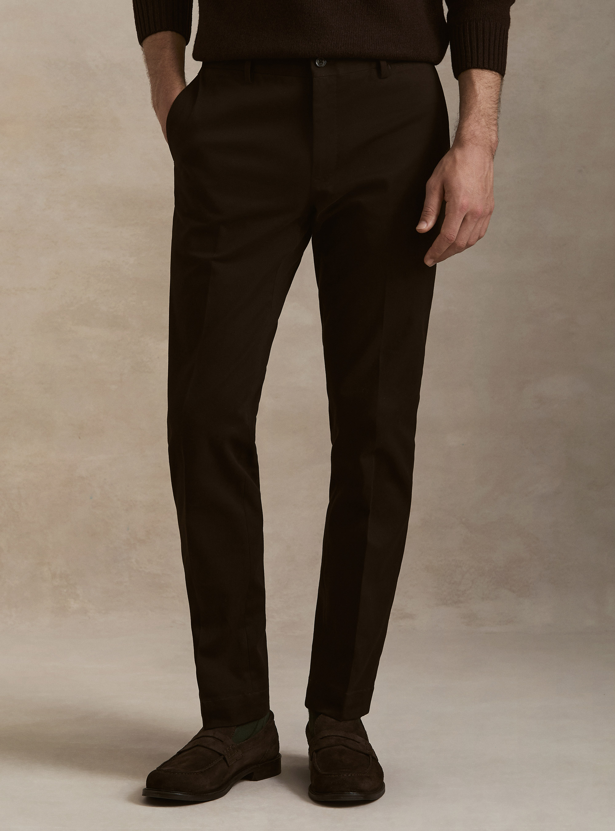 Pantalones de algod&oacute;n esmerilado, MARRON