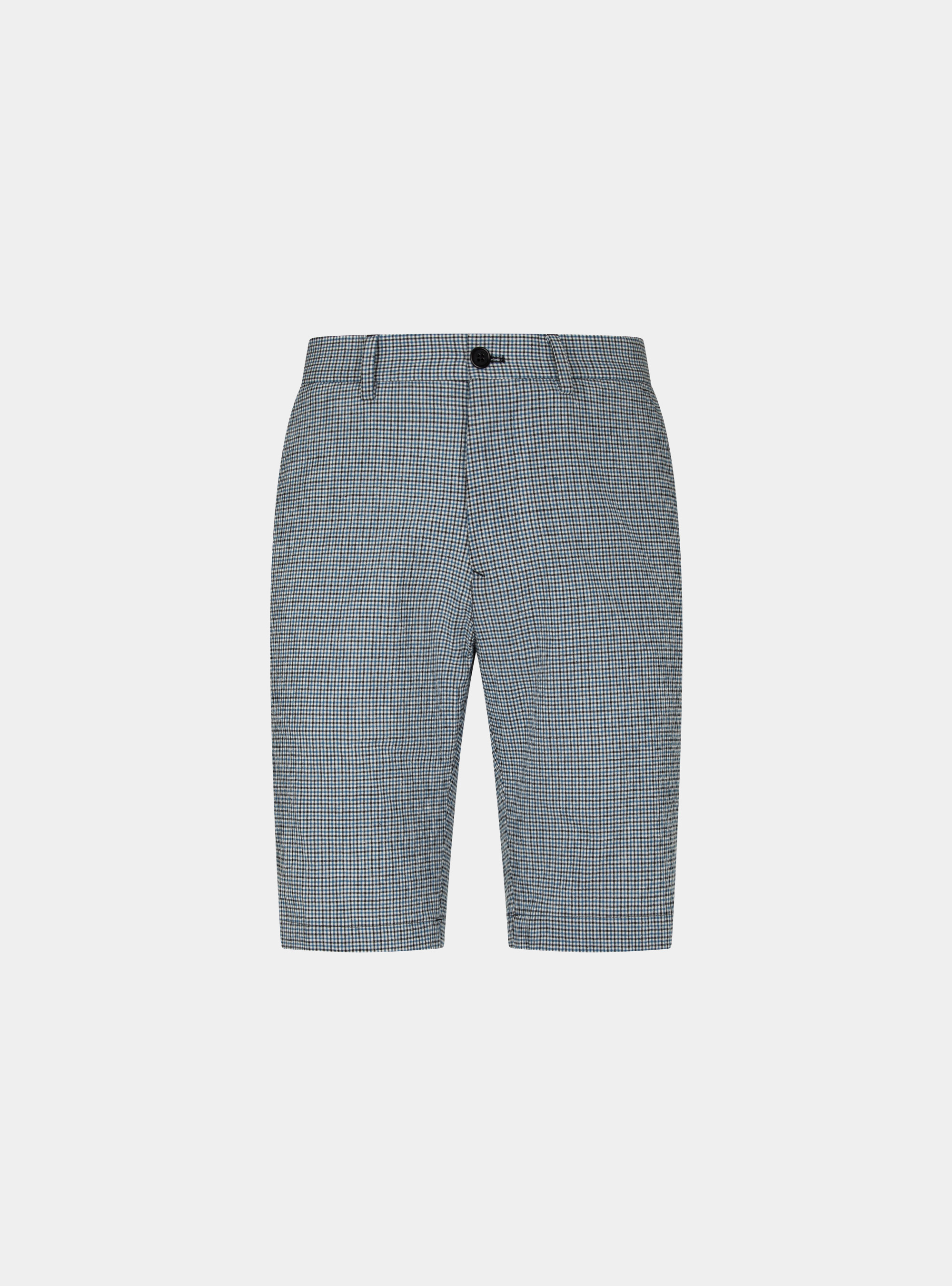 Bermudas de algod&oacute;n y lino seersucker a cuadros, AZUL MEDIO