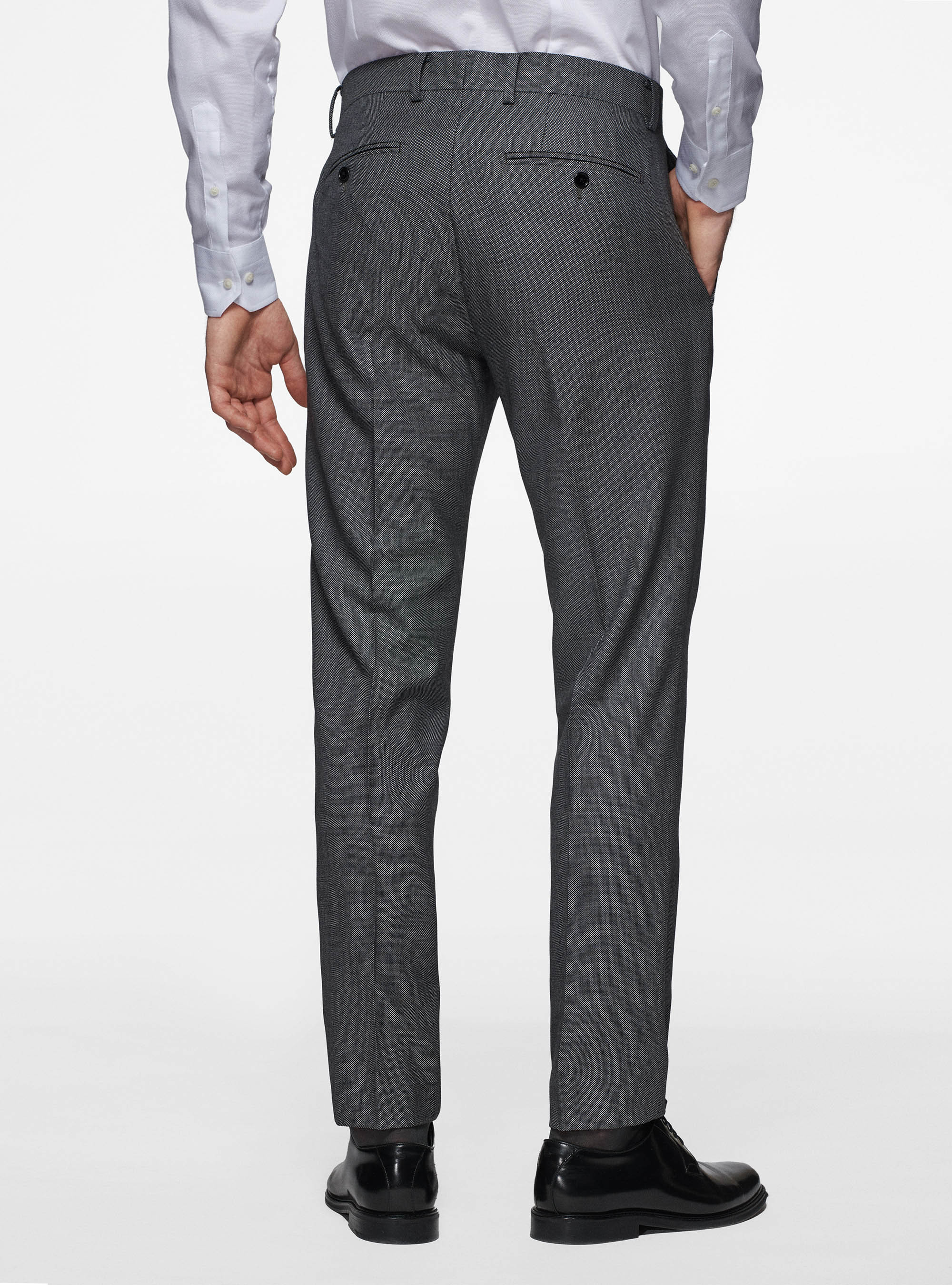 Trousers in pure wool partridge eye, GREY