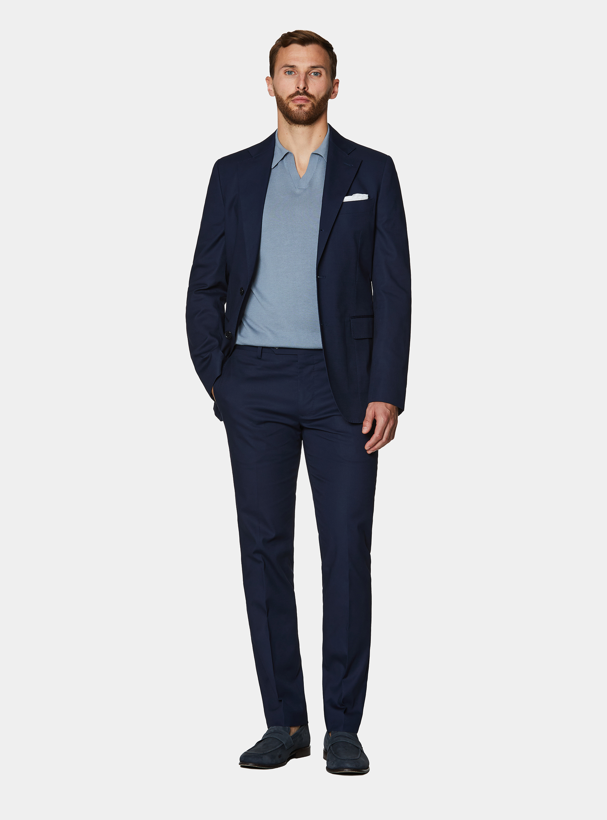 Pantaloni abito in cotone, BLU NAVY
