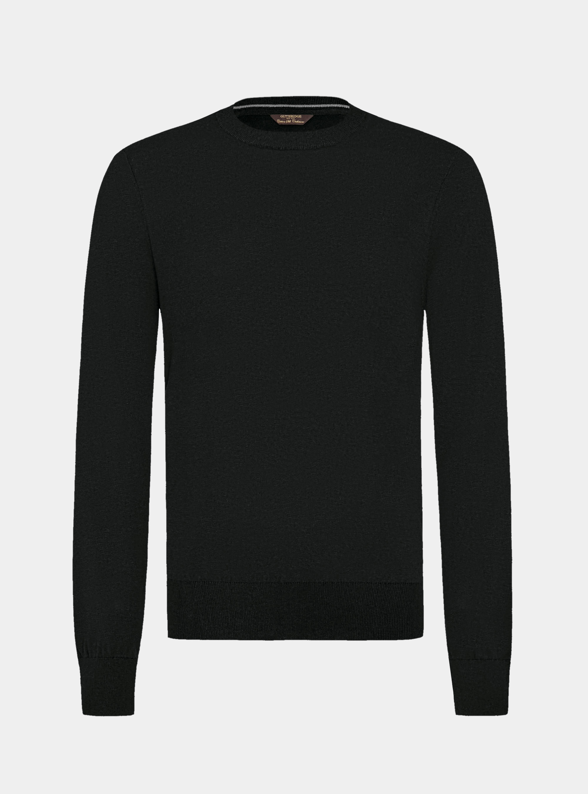 Cotton, silk and cashmere blend crewneck sweater, BLACK