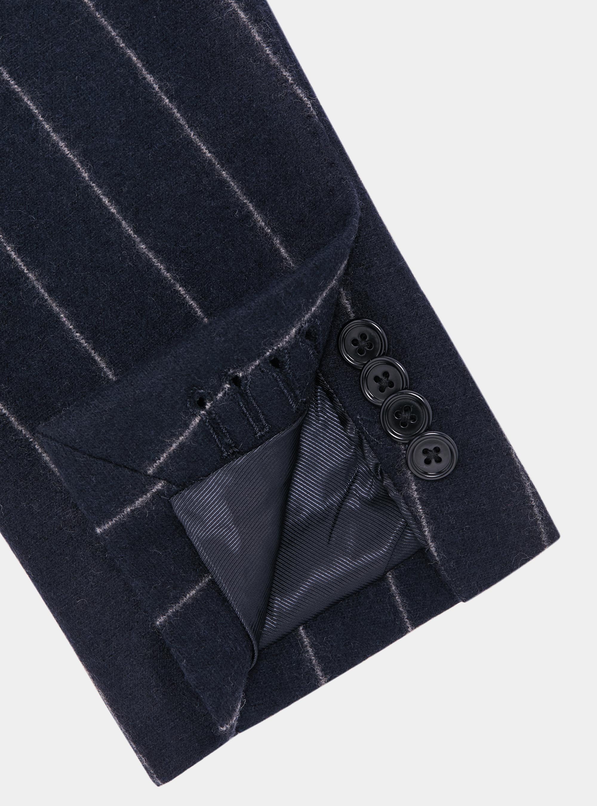 Pinstripe jersey double-breasted suit blazer, NAVY BLUE