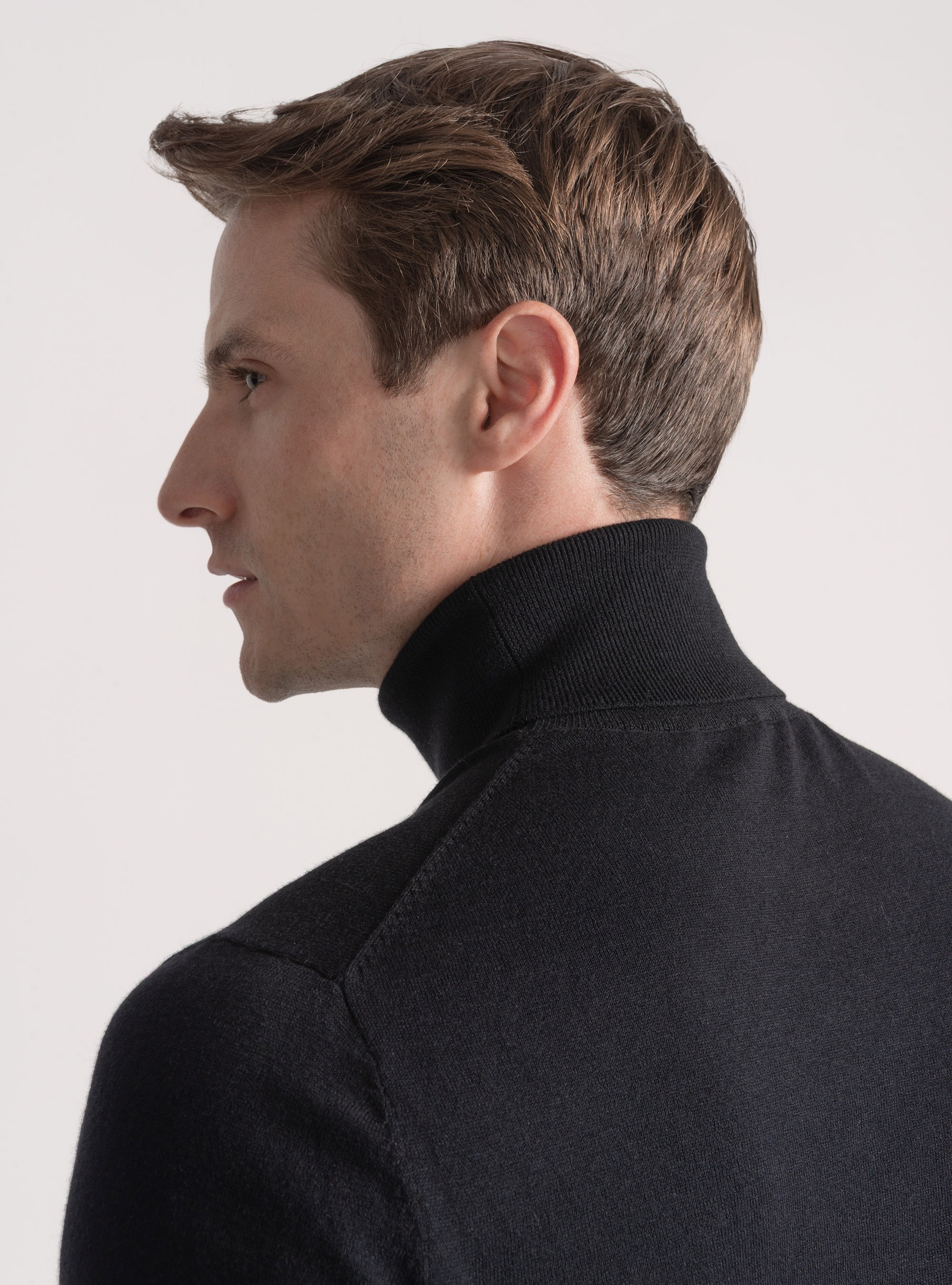 Dolcevita in cotone seta e cashmere, NERO