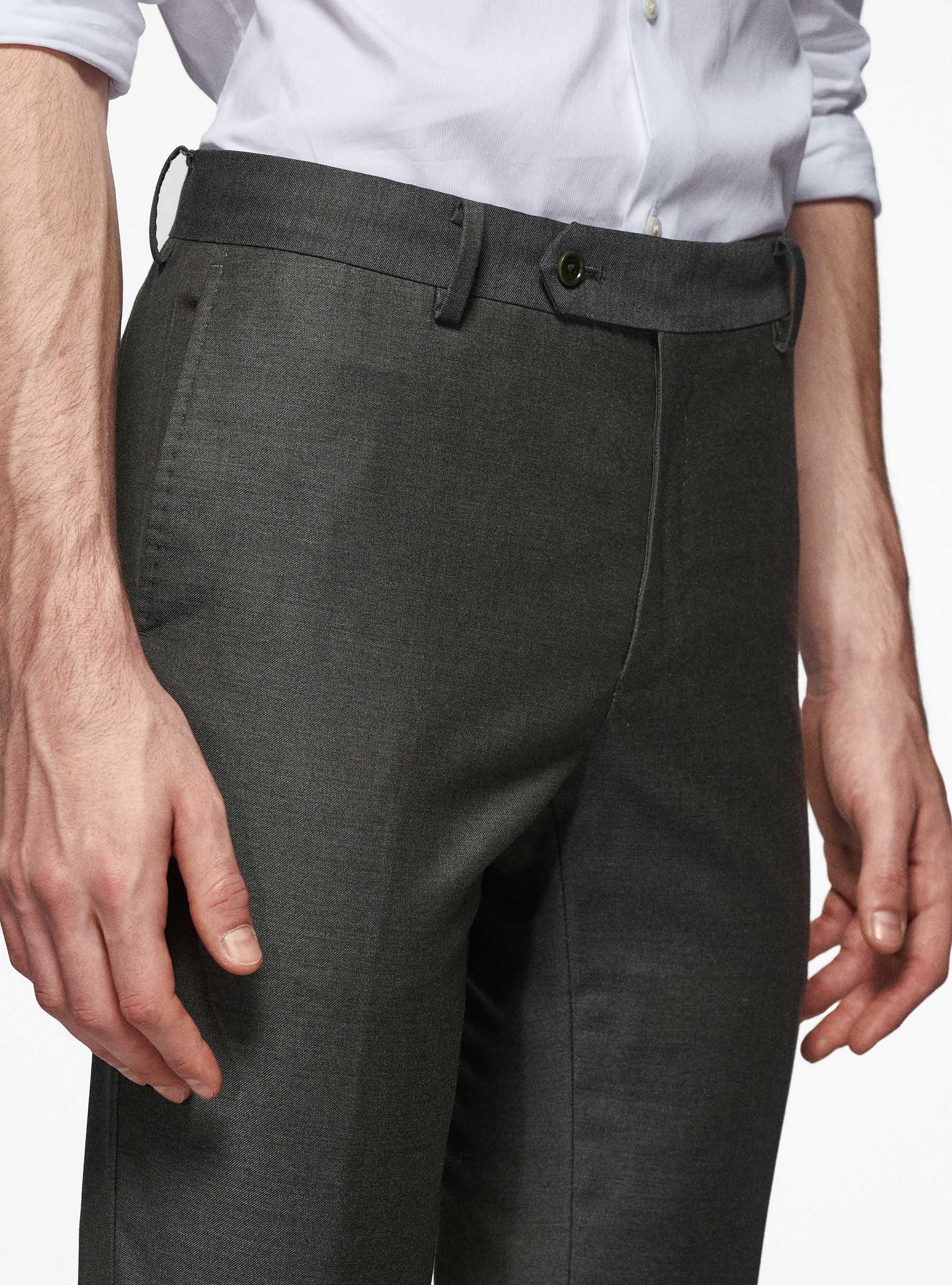 Pantaloni in pura lana superfine 110's, VERDE