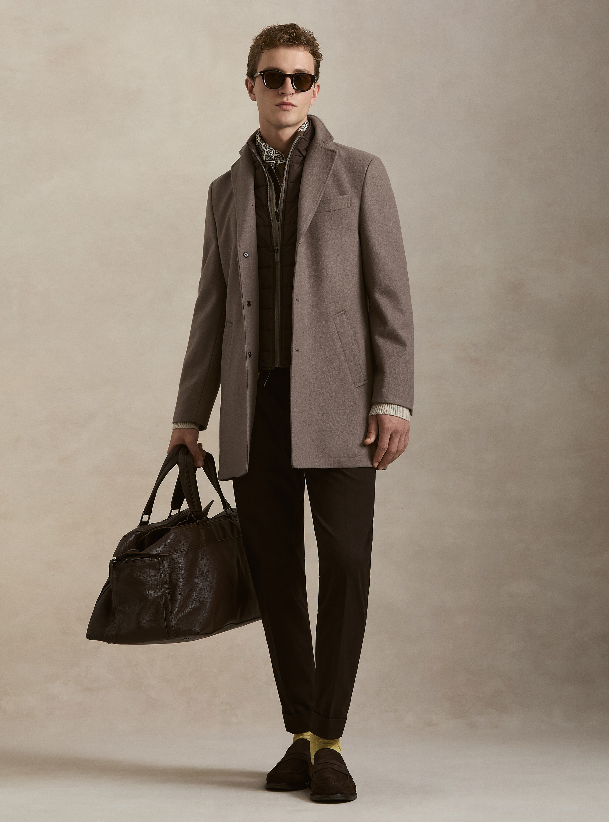 Wool-blend coat with detachable bib, FANGO 0555C